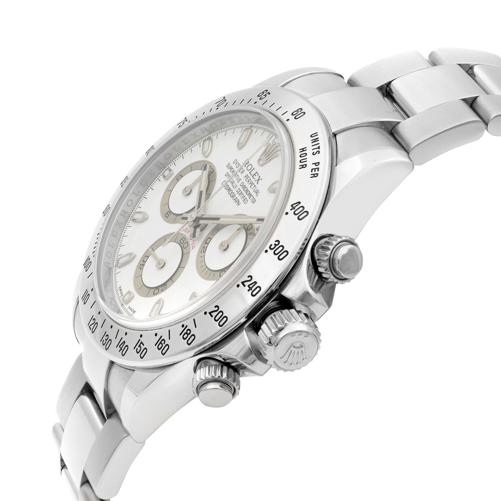 rolex daytona stainless steel white dial