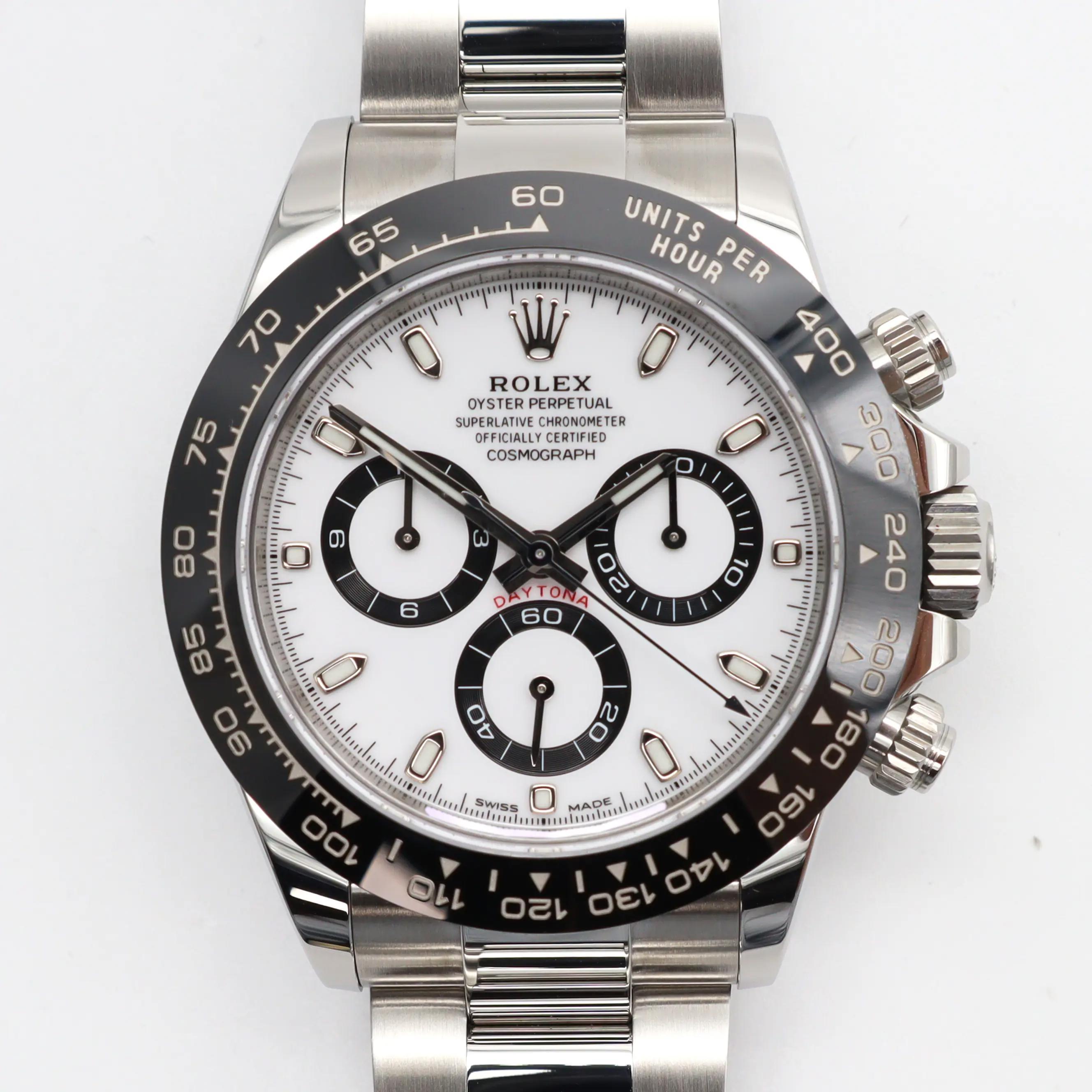 Rolex Cosmograph Daytona, montre pour hommes 116500LN avec cadran blanc en acier et céramique  en vente 4