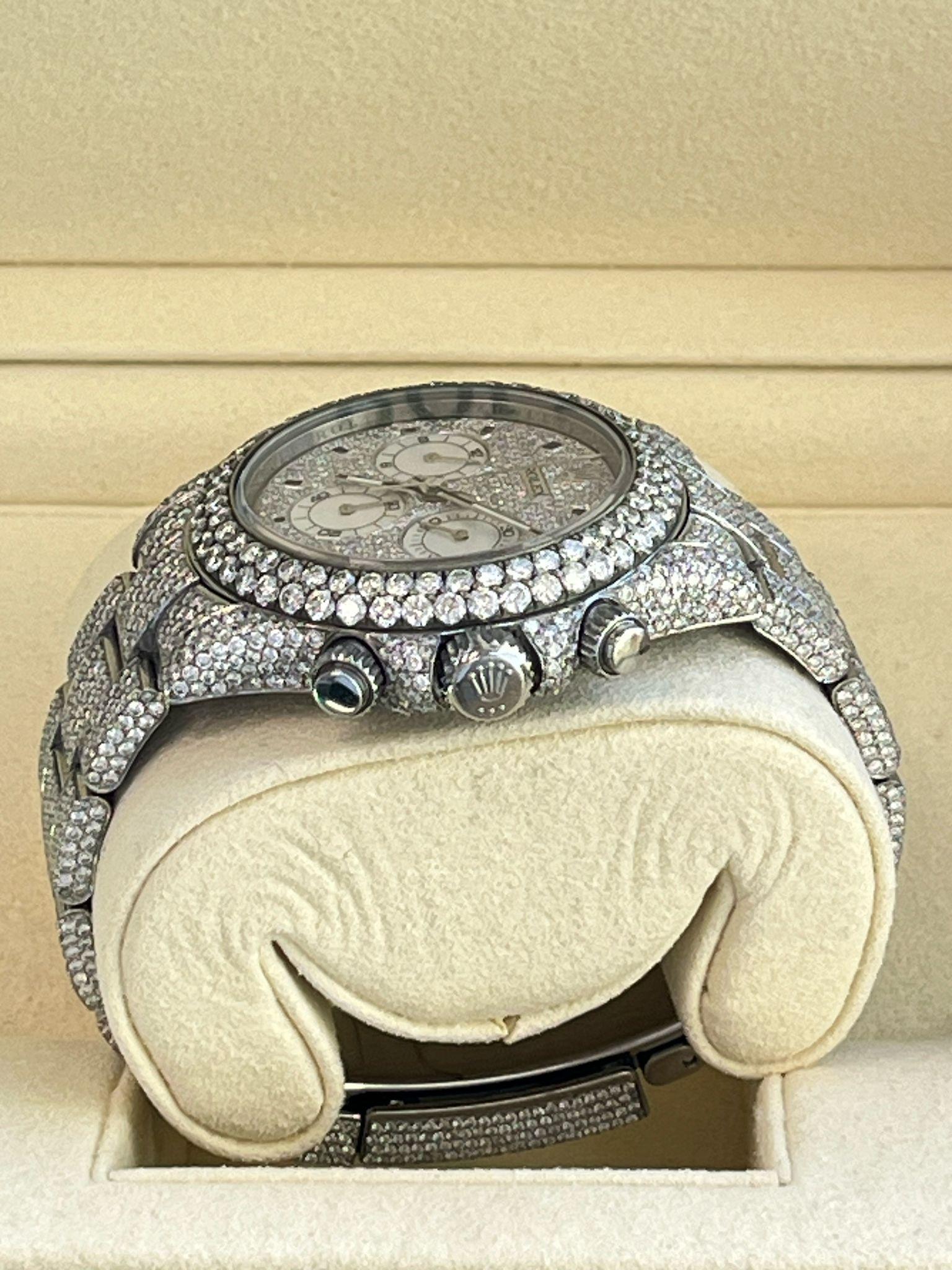 Rolex Daytona Custom Mother of Pearl Diamond Pave Dial Steel Watch 116520 For Sale 4