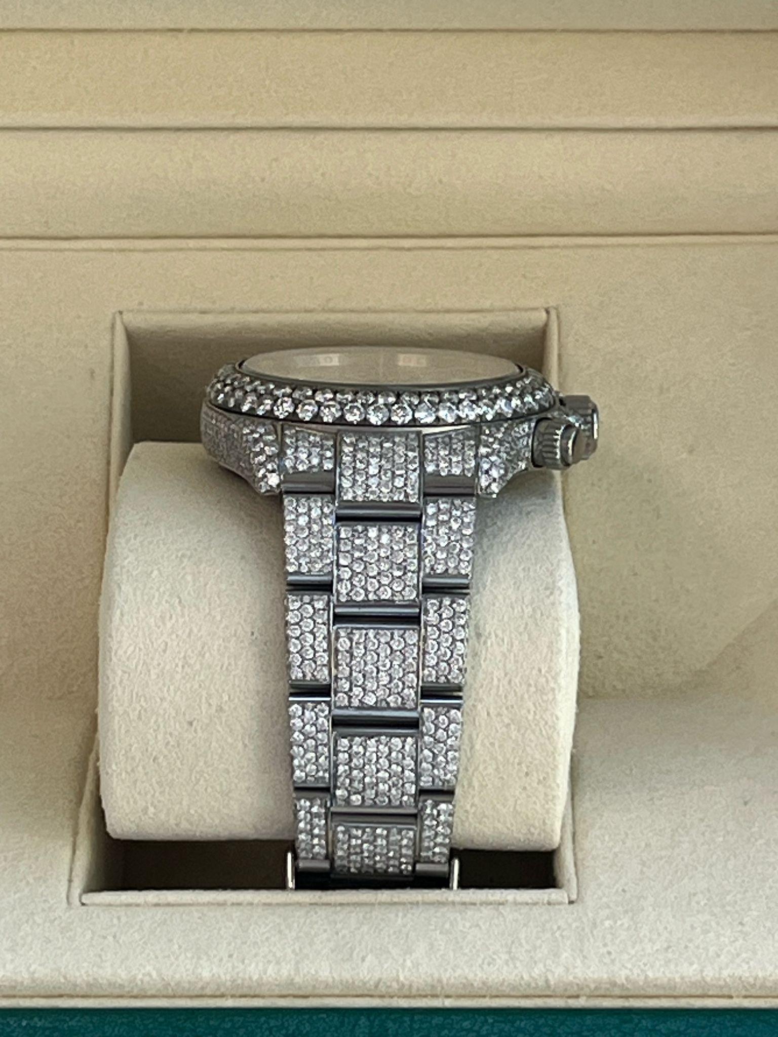 Rolex Daytona Custom Mother of Pearl Diamond Pave Dial Steel Watch 116520 For Sale 5