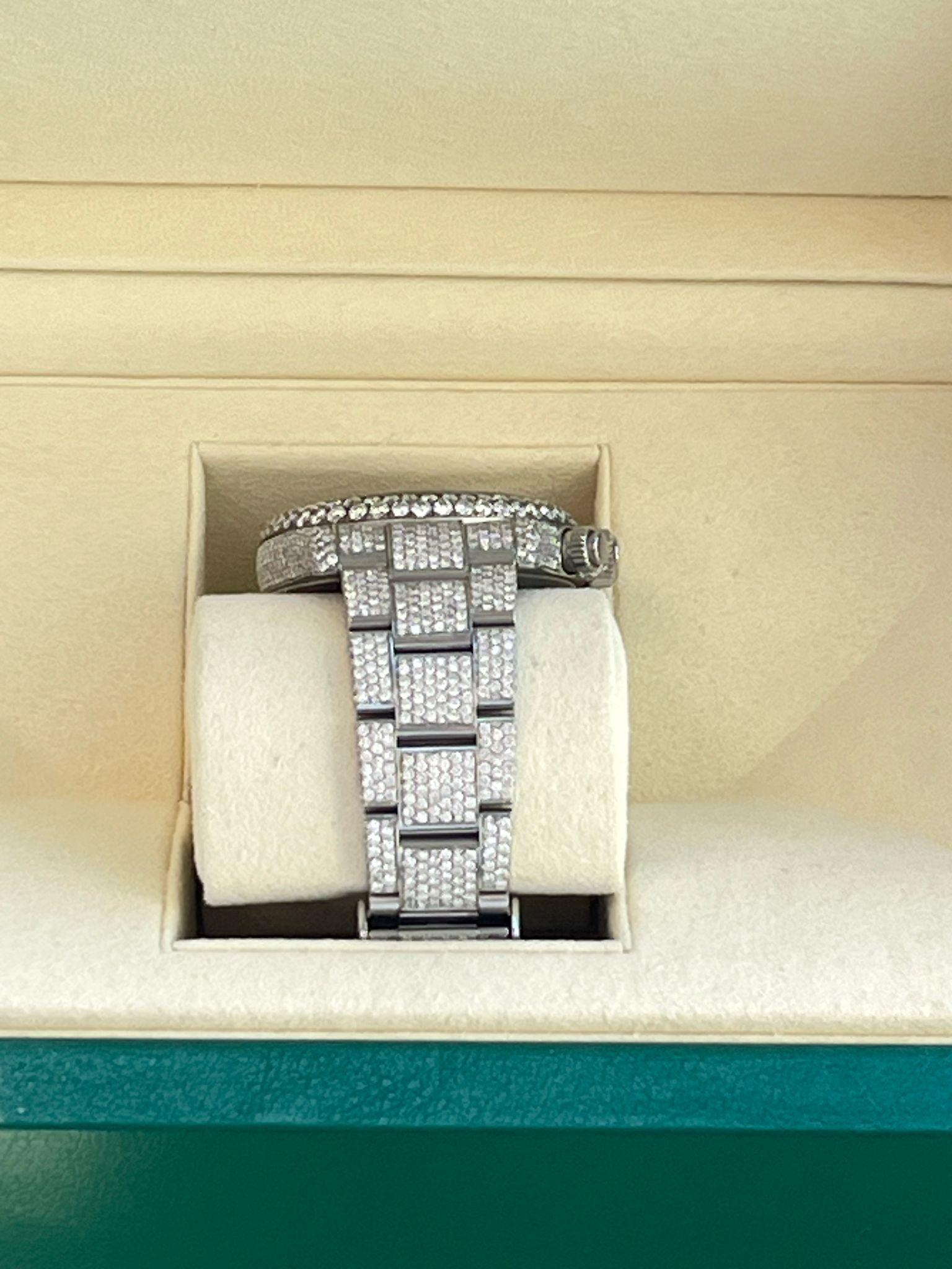 Rolex Daytona Custom Mother of Pearl Diamond Pave Dial Steel Watch 116520 For Sale 6