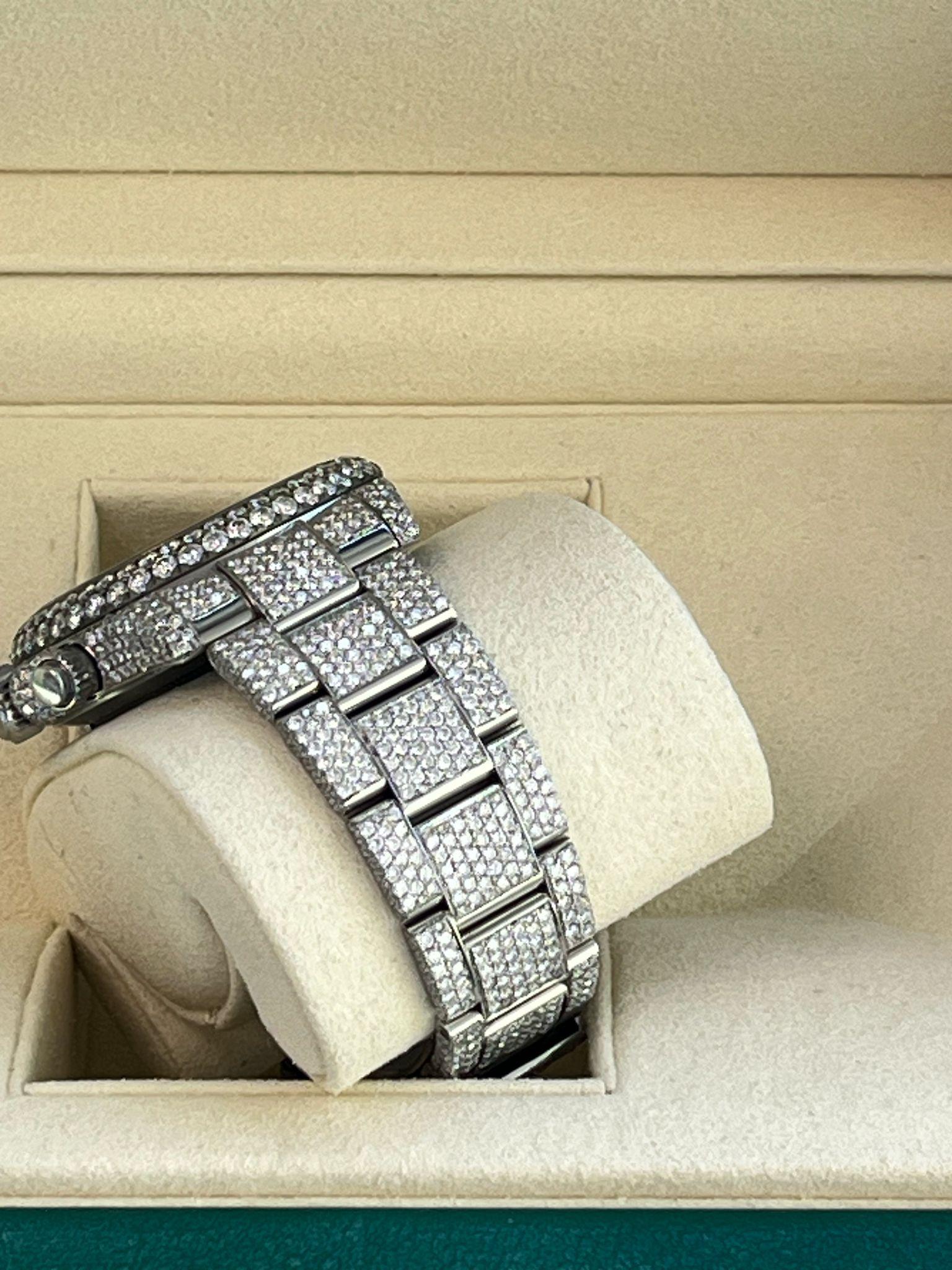 Rolex Daytona Custom Mother of Pearl Diamond Pave Dial Steel Watch 116520 For Sale 7