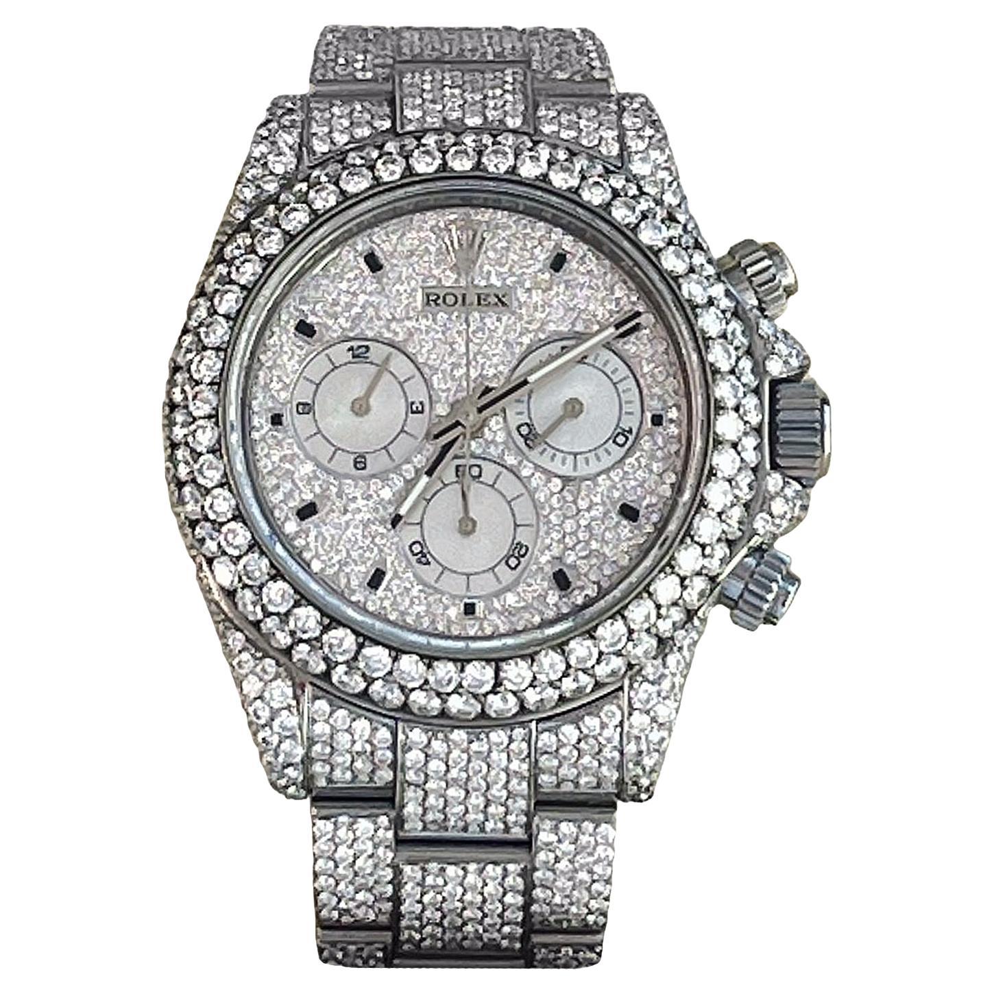 Rolex Daytona Custom Mother of Pearl Diamond Pave Dial Steel Watch 116520