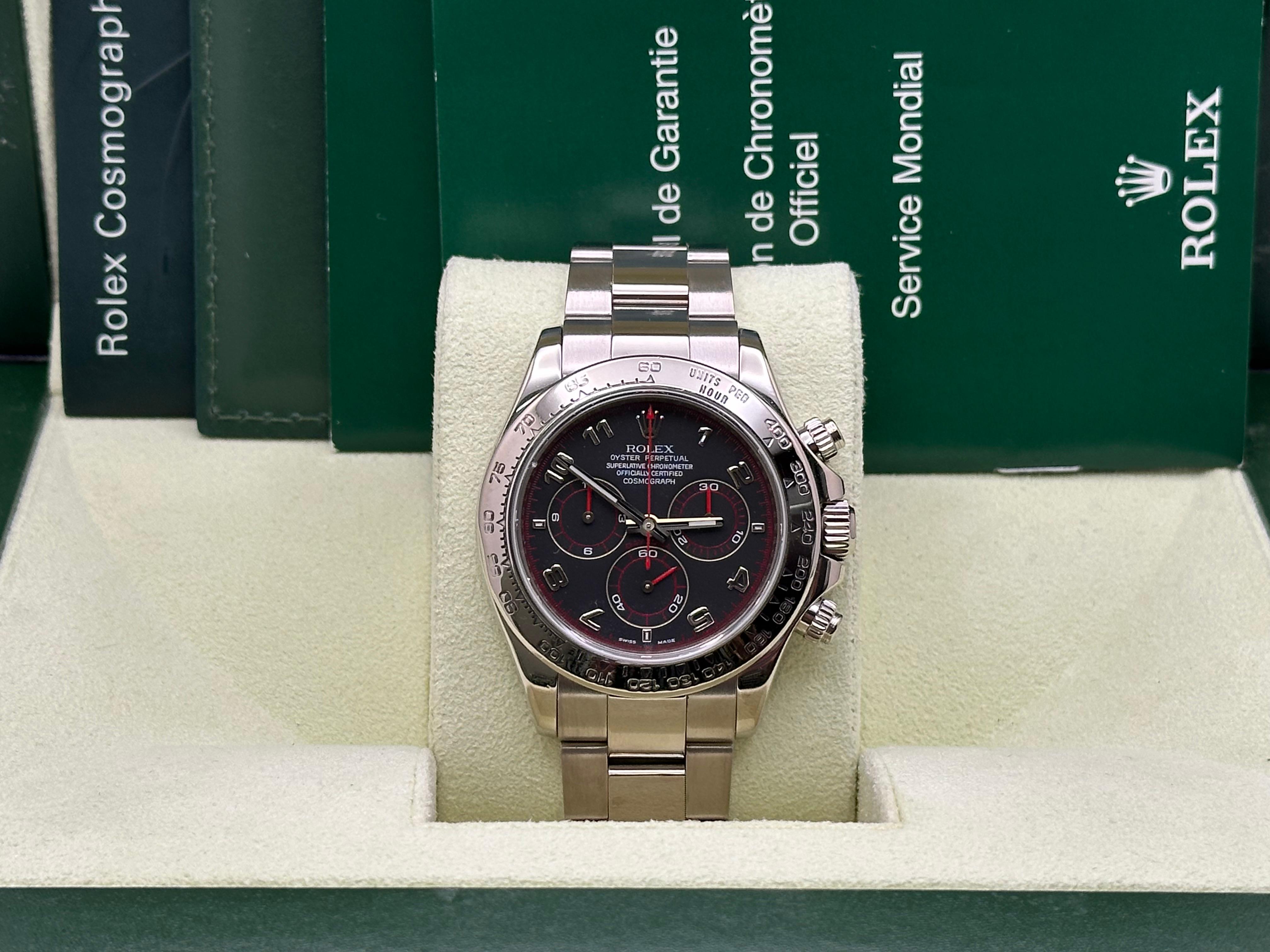 Rolex Daytona Diablo 116509 Black Racing Dial 18K White Gold Box Booklet 40mm in vendita 8
