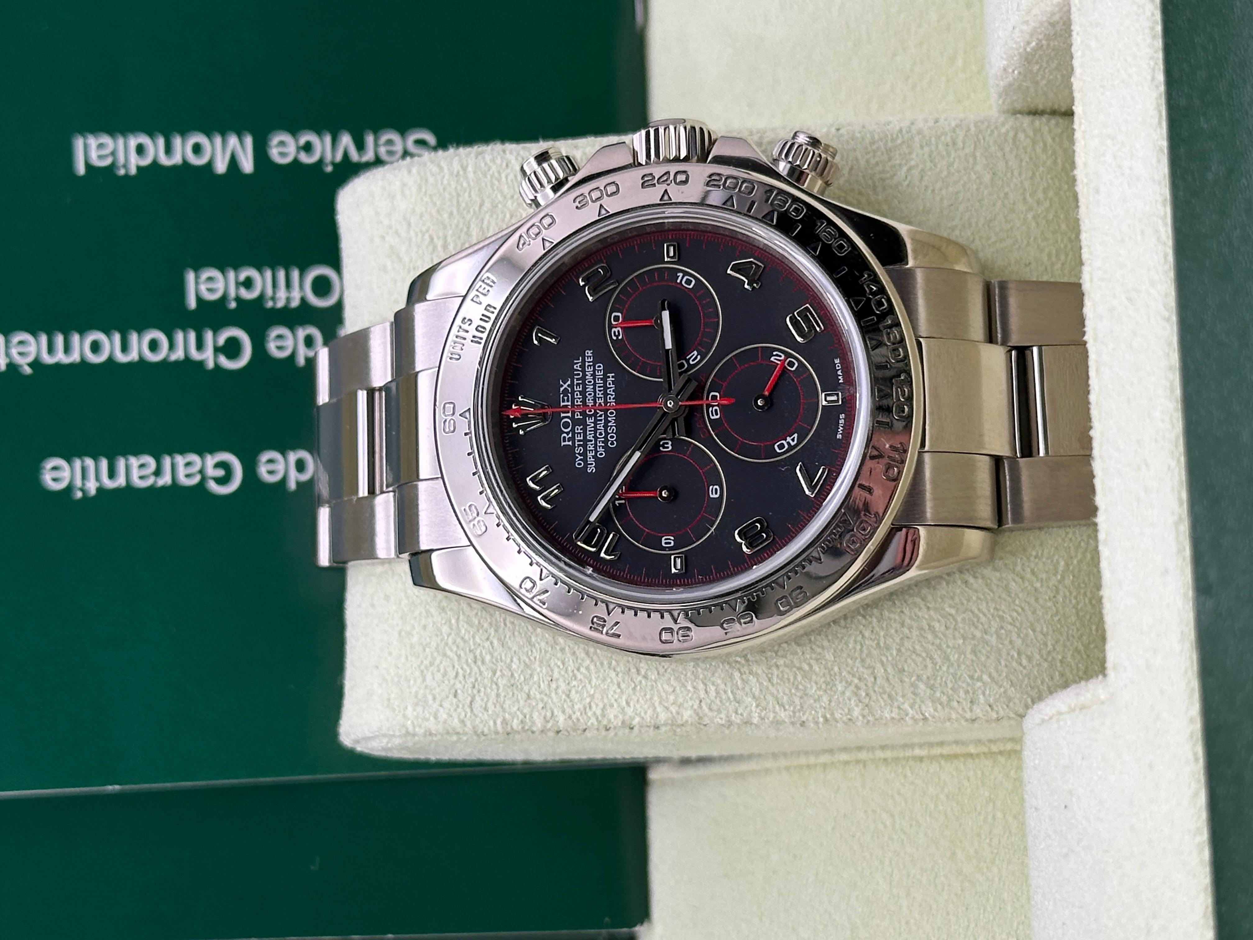 Rolex Daytona Diablo 116509 Black Racing Dial 18K White Gold Box Booklet 40mm in vendita 9