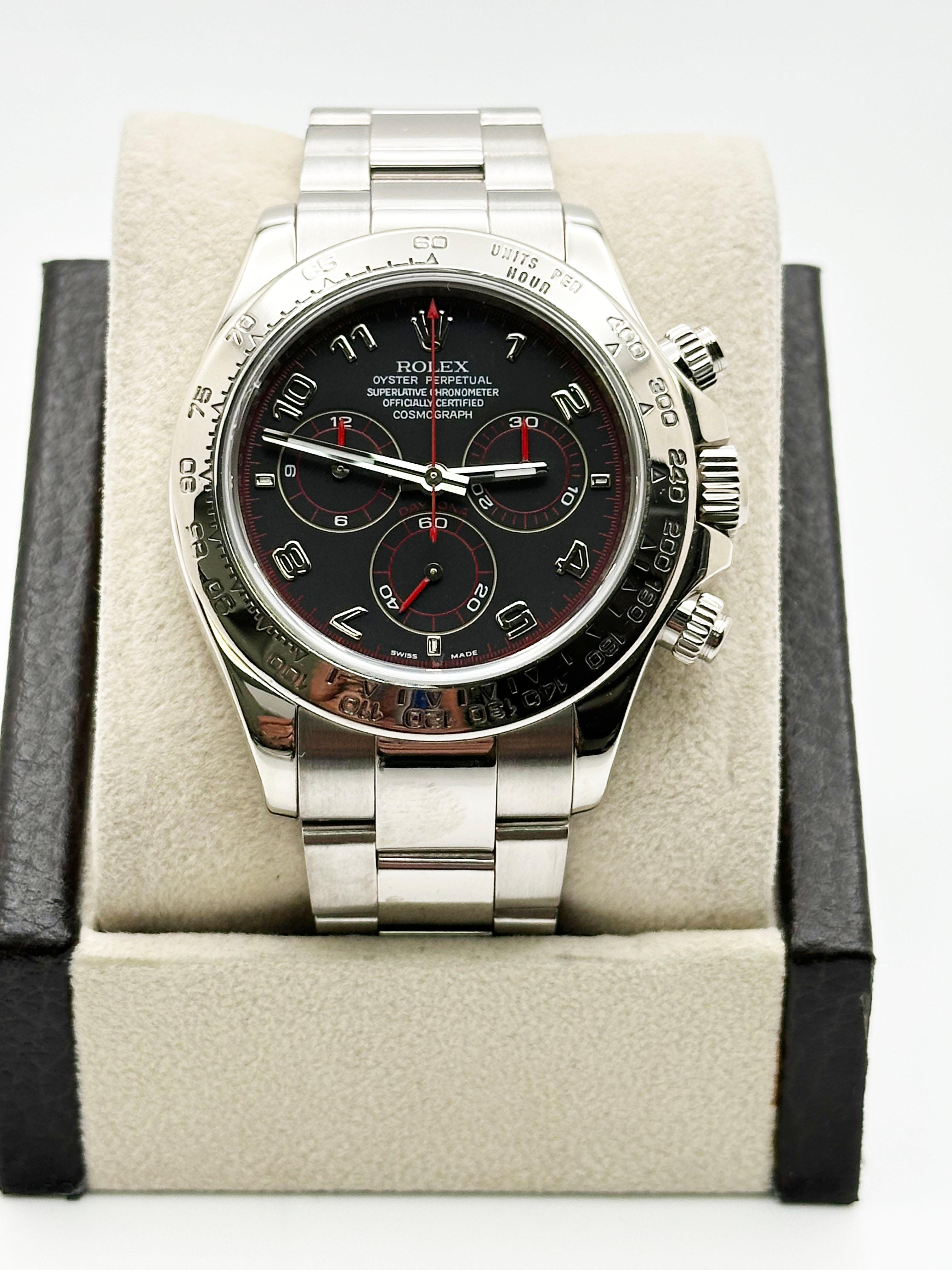 Uomo Rolex Daytona Diablo 116509 Black Racing Dial 18K White Gold Box Booklet 40mm in vendita