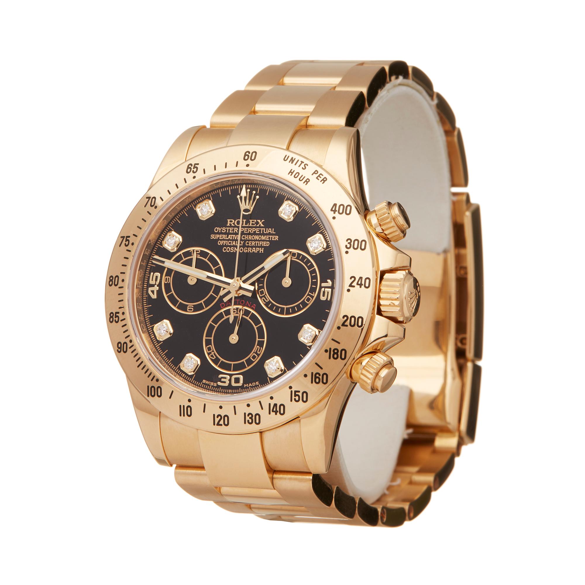 Men's Rolex Daytona Diamond Yellow Gold 116528 Wristwatch