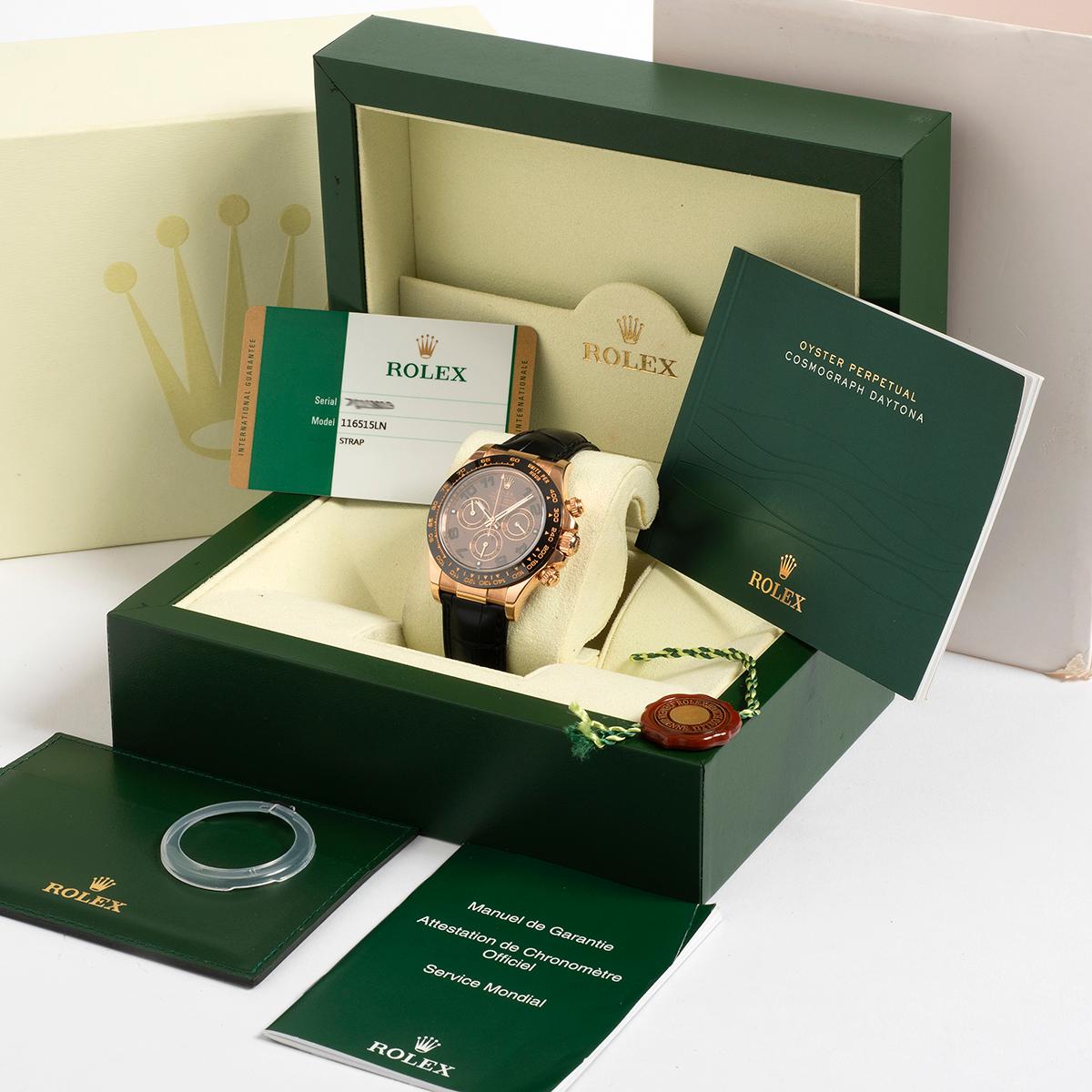  Rolex Daytona Everose, Montre-bracelet réf.  116515LN, étui en or rose 18 carats, Yr 2015. Unisexe 