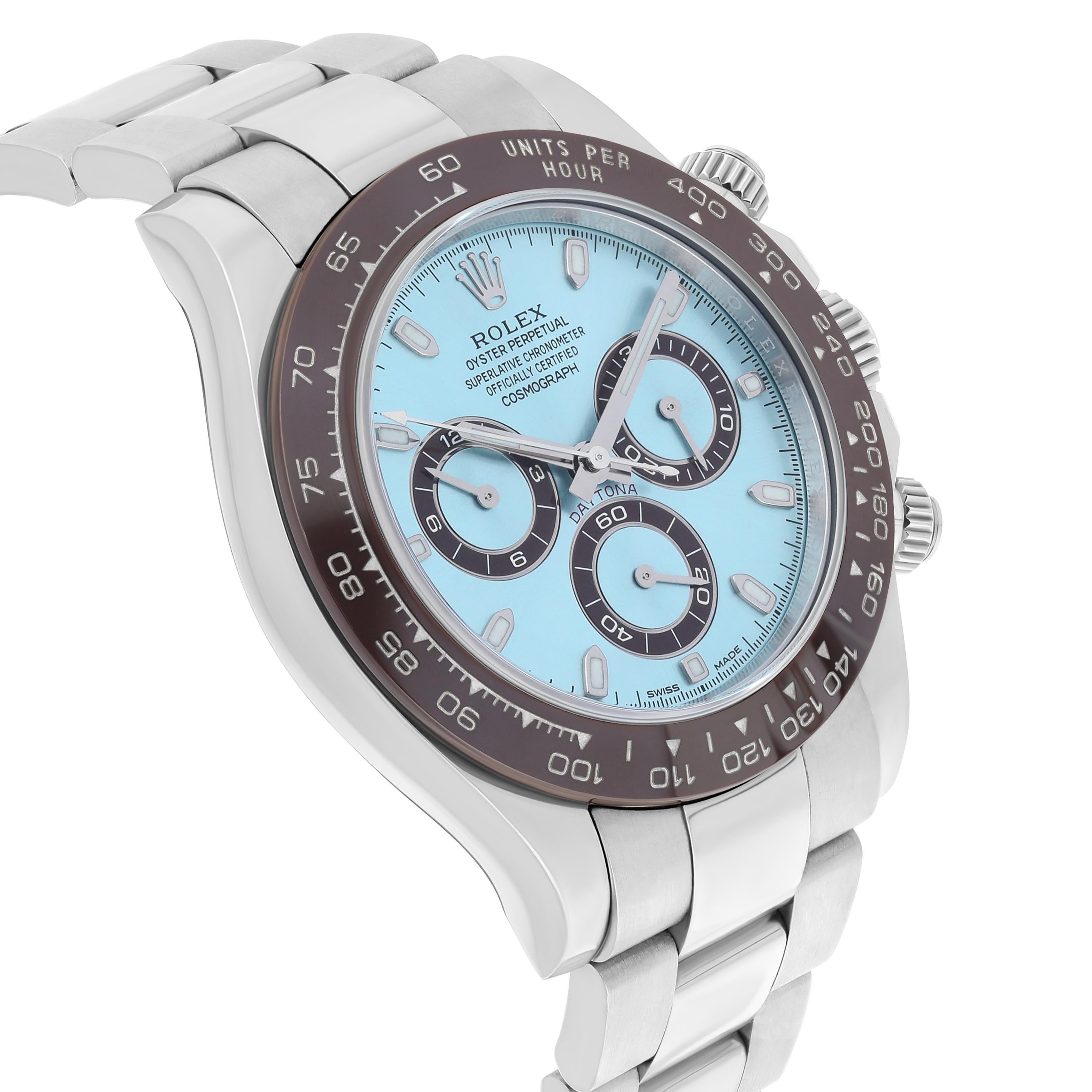 Rolex Daytona Glacier Ice Blue Dial 40mm Montre en platine 116506 Complete Mint Excellent état - En vente à New York, NY