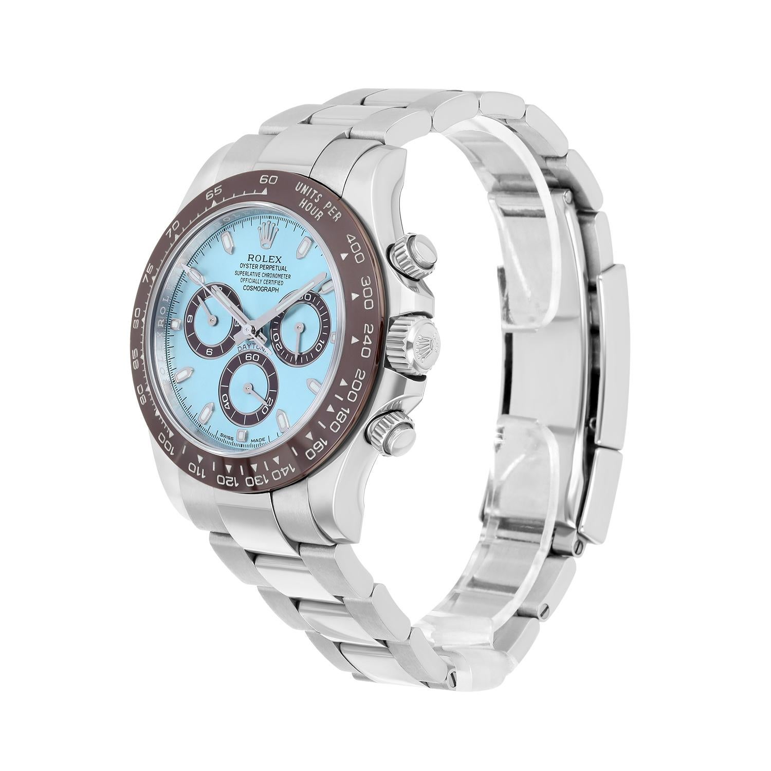 Men's Rolex Daytona Glacier Ice Blue Dial 40mm Platinum Watch 116506 Complete Mint For Sale