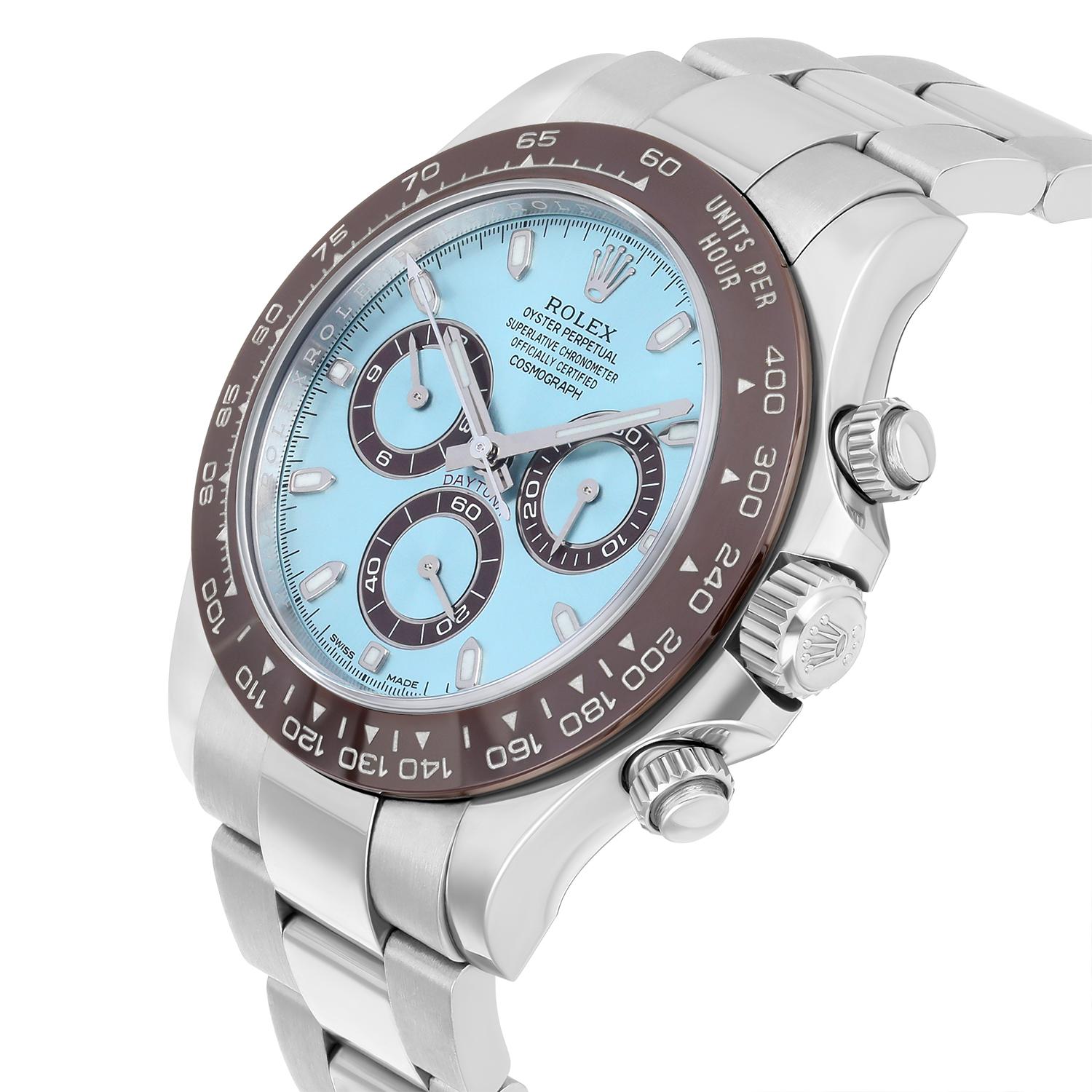 Rolex Daytona Glacier Ice Blue Dial 40mm Platinum Watch 116506 Complete Mint For Sale 1