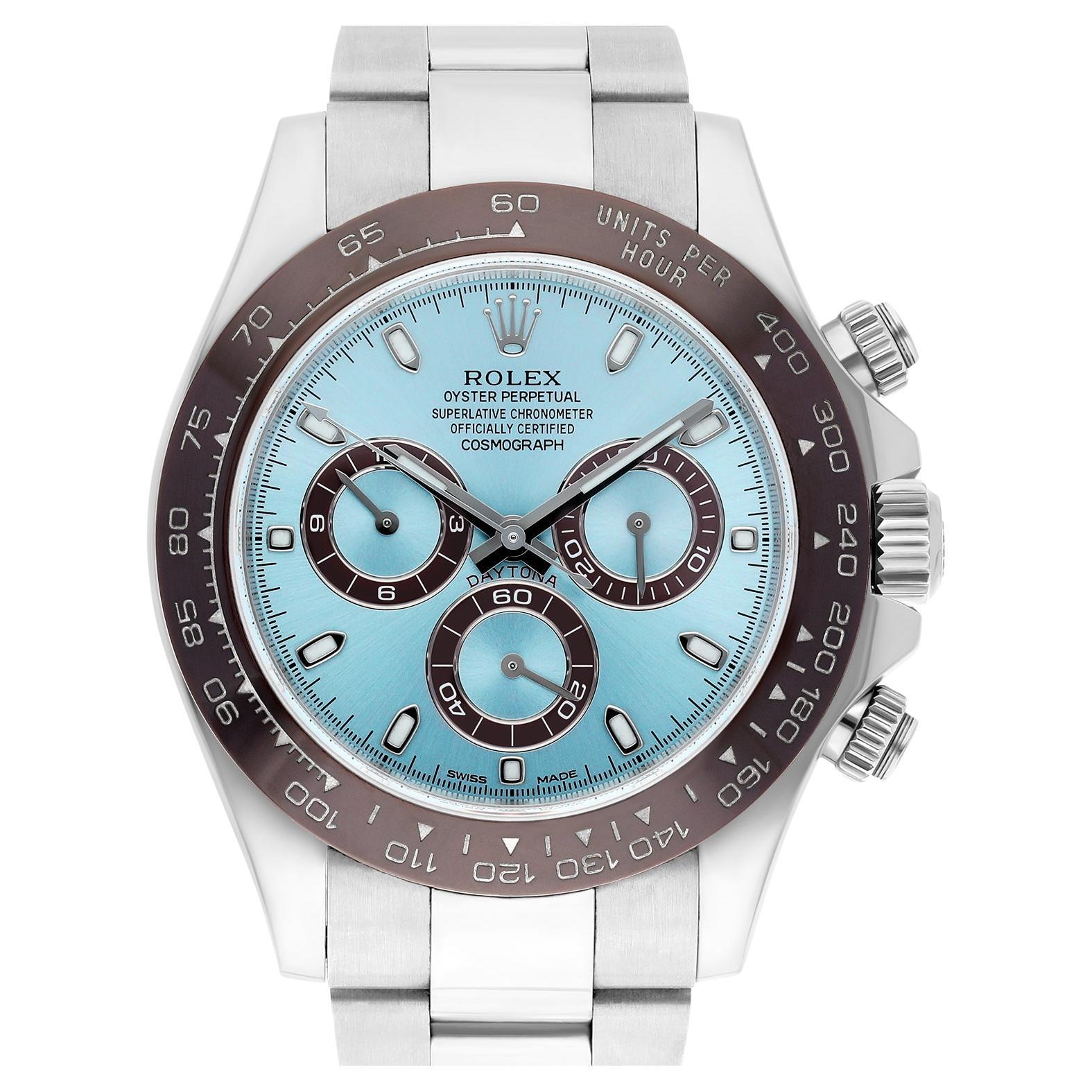 Rolex Daytona Glacier Ice Blue Dial 40mm Platinum Watch 116506 Complete Mint For Sale