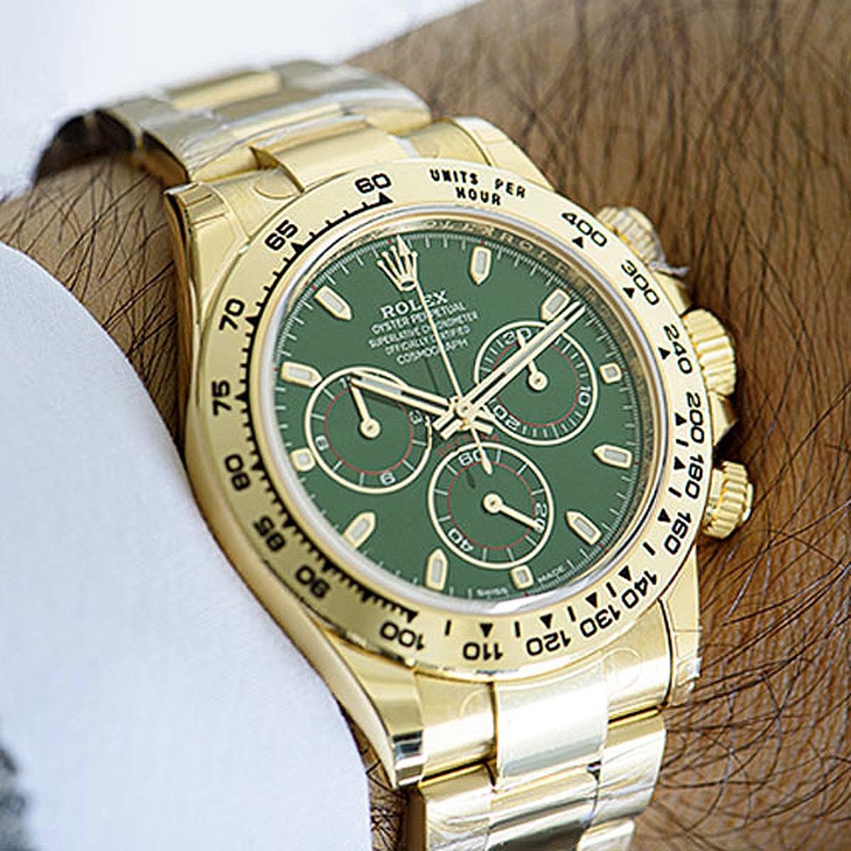 Rolex Daytona Green Dial John Mayer Yellow Gold Unworn 116508 in vendita 2