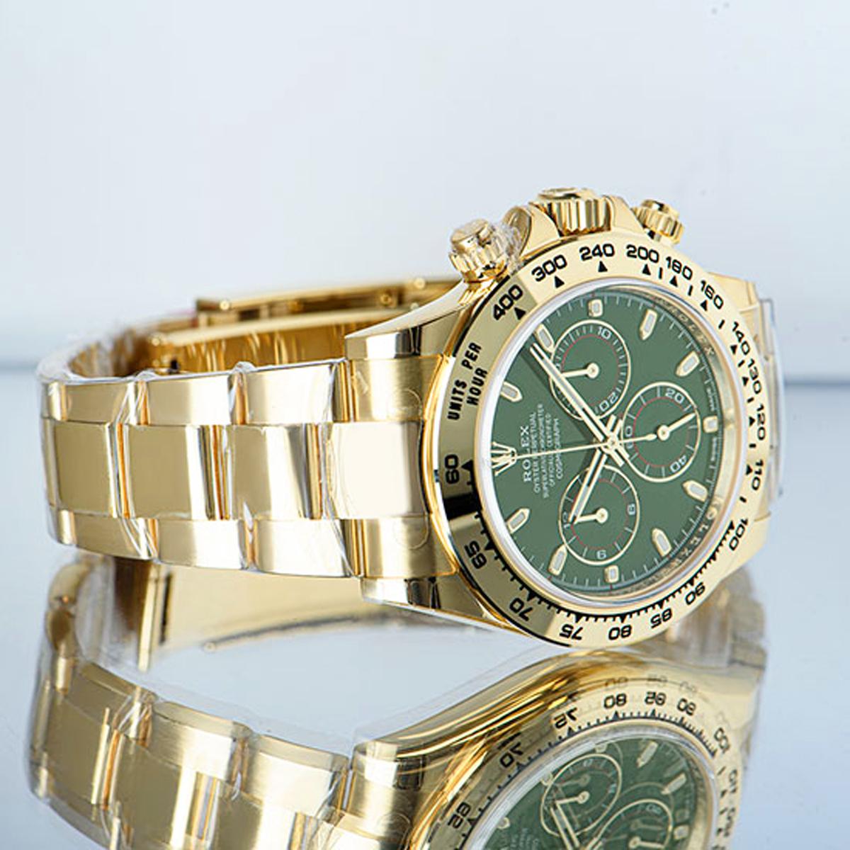 Rolex Daytona Green Dial John Mayer Yellow Gold Unworn 116508 in vendita 4