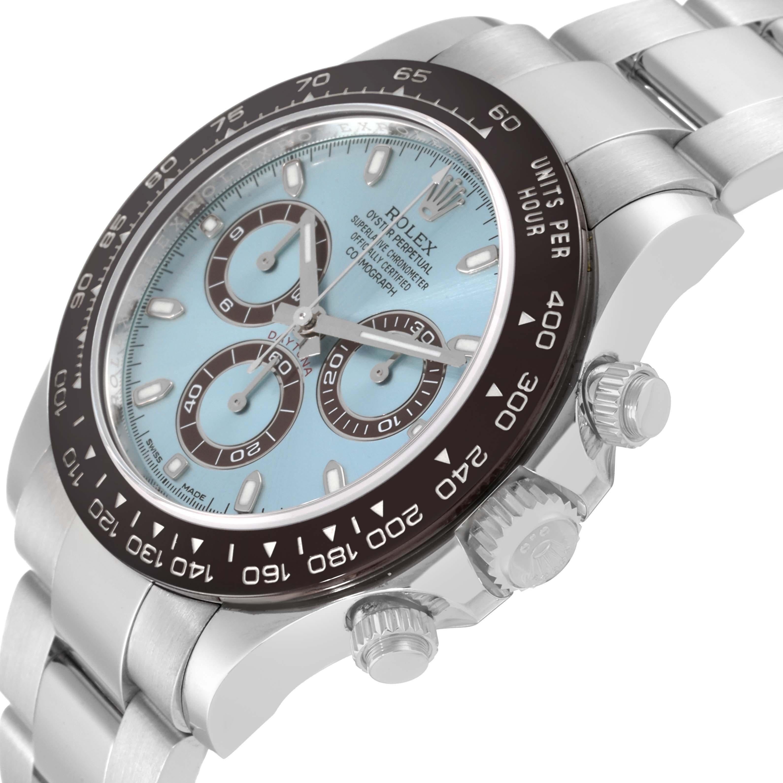 Men's Rolex Daytona Ice Blue Dial Platinum Chronograph Mens Watch 116506 Box Card