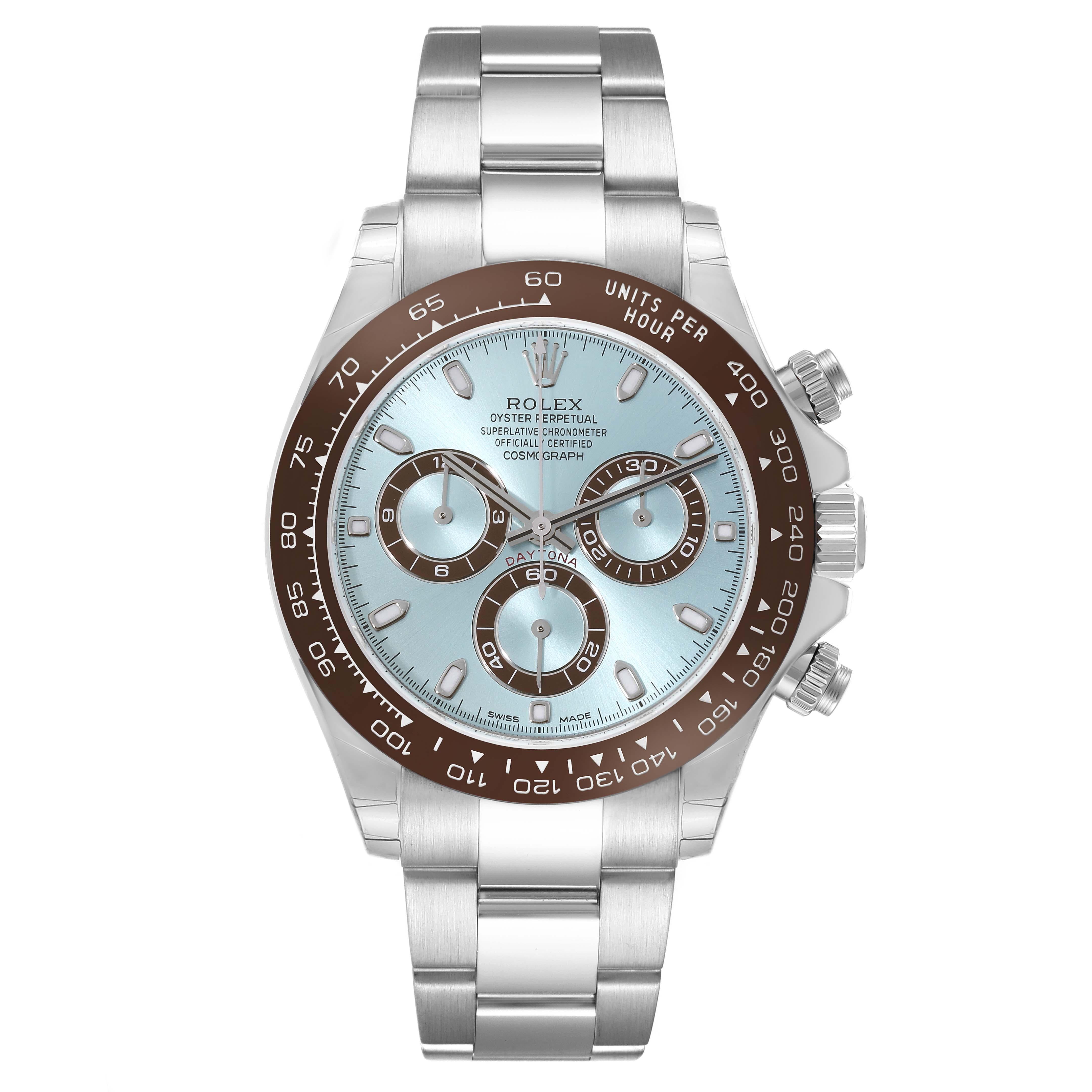 Rolex Daytona Ice Blue Dial Platinum Chronograph Mens Watch 116506 Unworn For Sale 4
