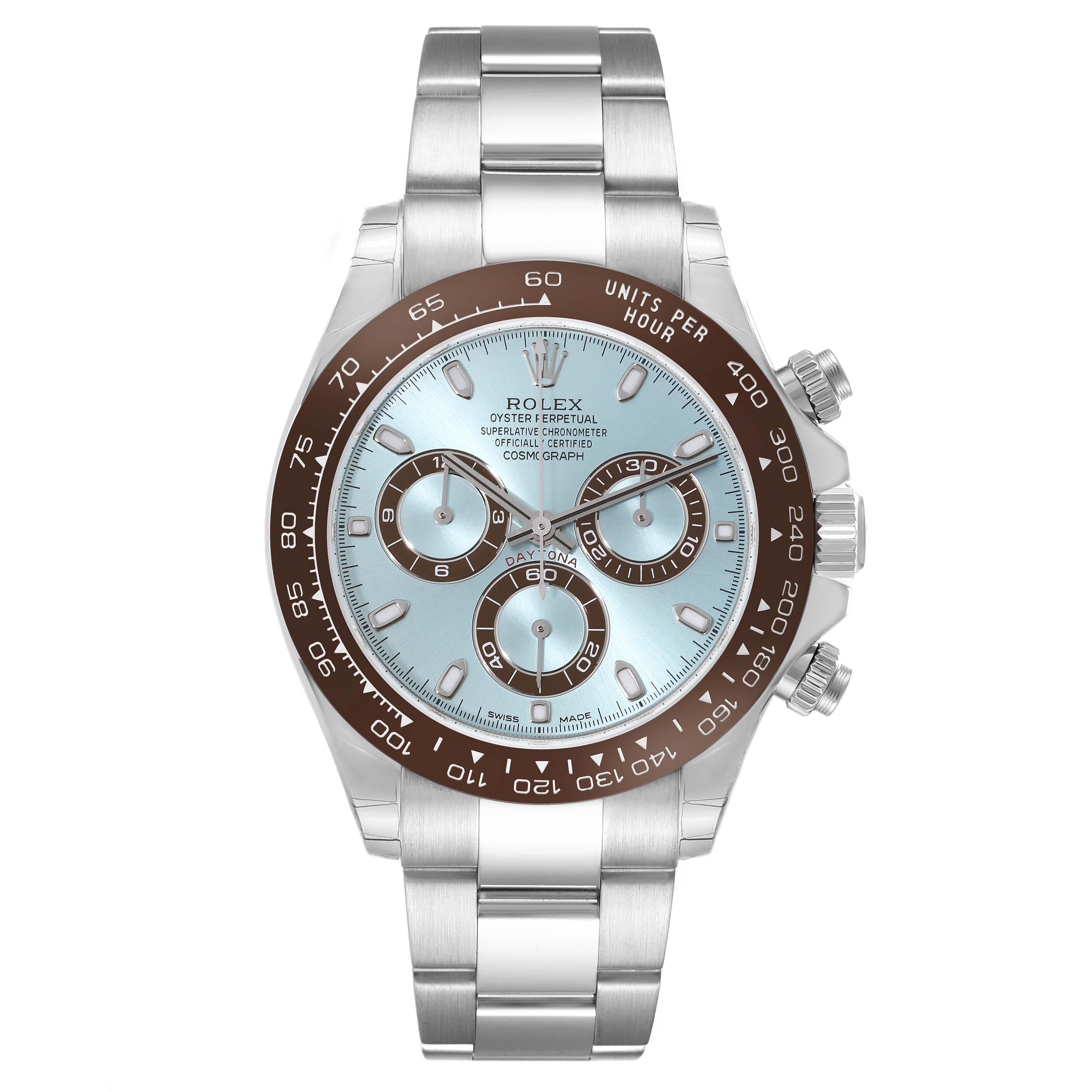 Rolex Daytona Ice Blue Dial Platinum Chronograph Mens Watch 116506 Unworn For Sale 1