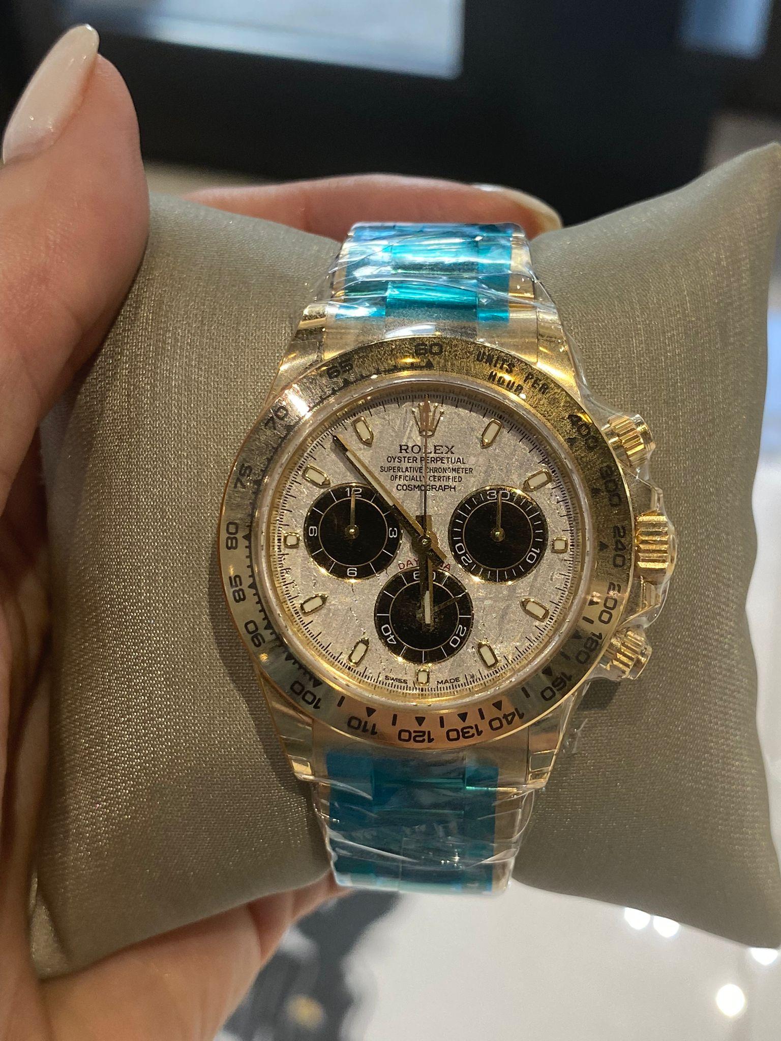 Modern Rolex Daytona in 18k Yellow Gold with Meteorite Dial Watch Ref 116508