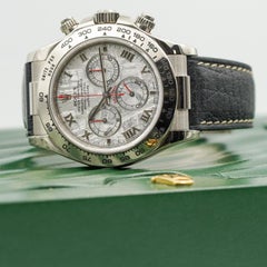 Rolex Daytona Meteorite Dial 116519 White Gold Black Strap B&P '06