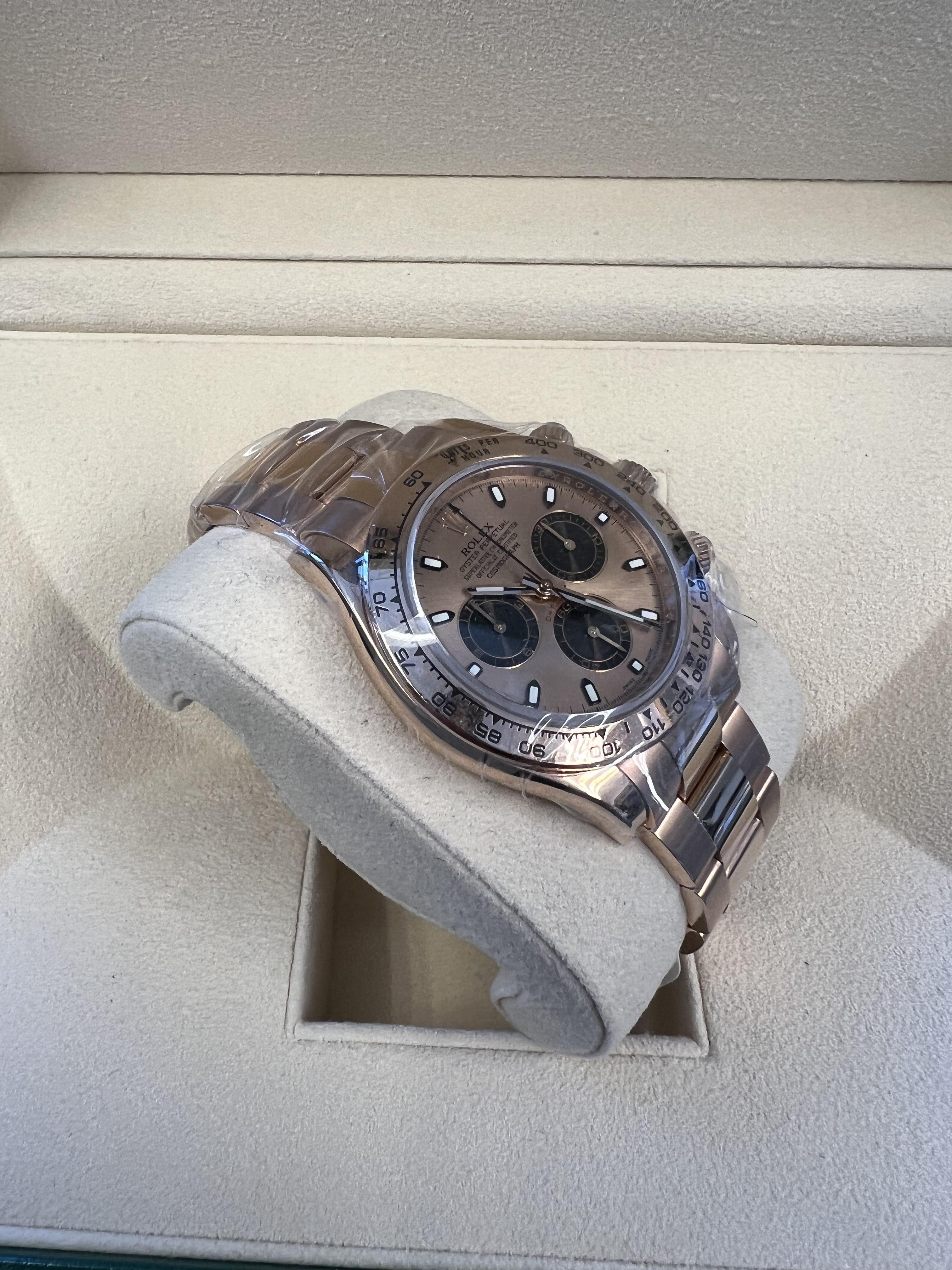 Rolex Daytona Mint Pink Dial 2020 Service Papers Rose Gold Box and Paper In Excellent Condition For Sale In BEVERLY HILLS, CA