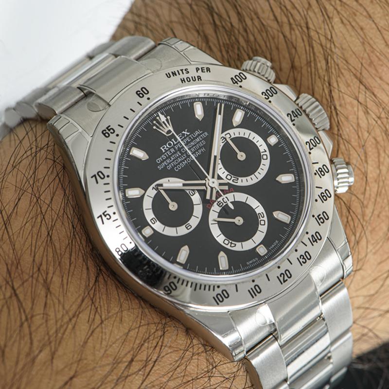 Rolex Daytona NOS Schwarzes Zifferblatt 116520 im Angebot 5