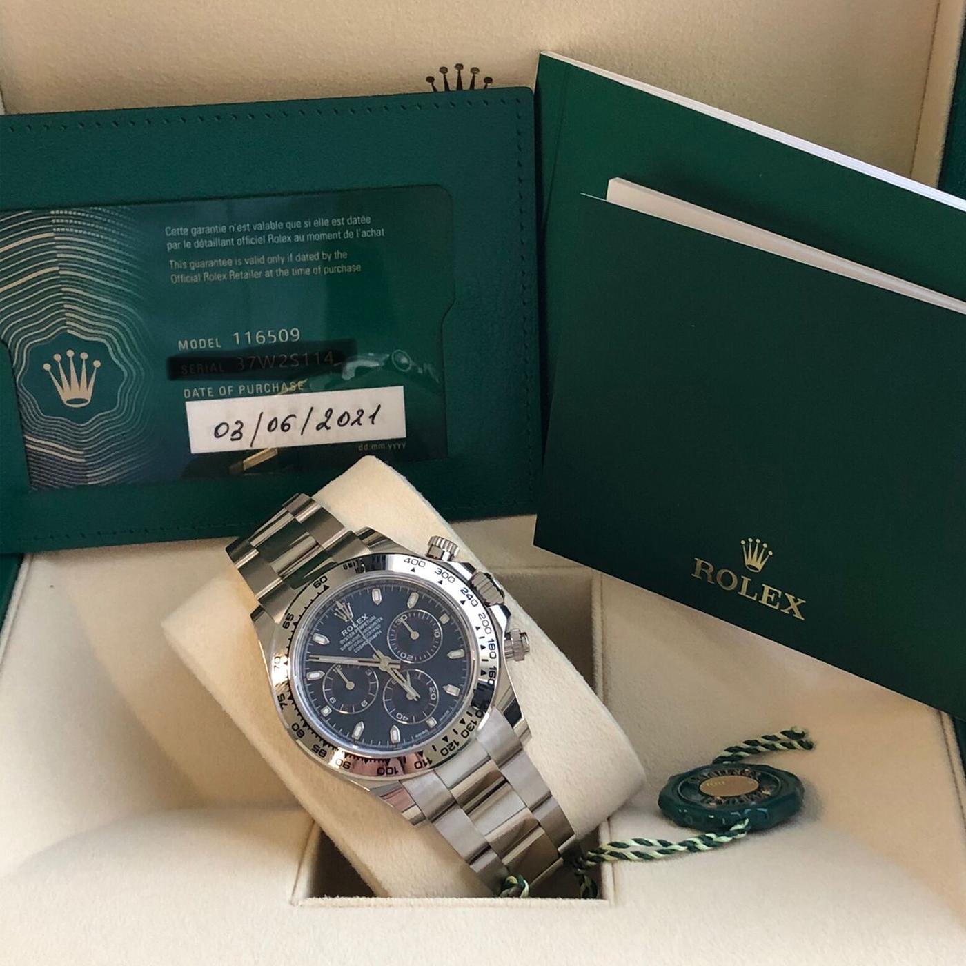 Rolex Daytona Oyster Perpetual Cosmograph 18k White Gold Blue Dial 116509 3
