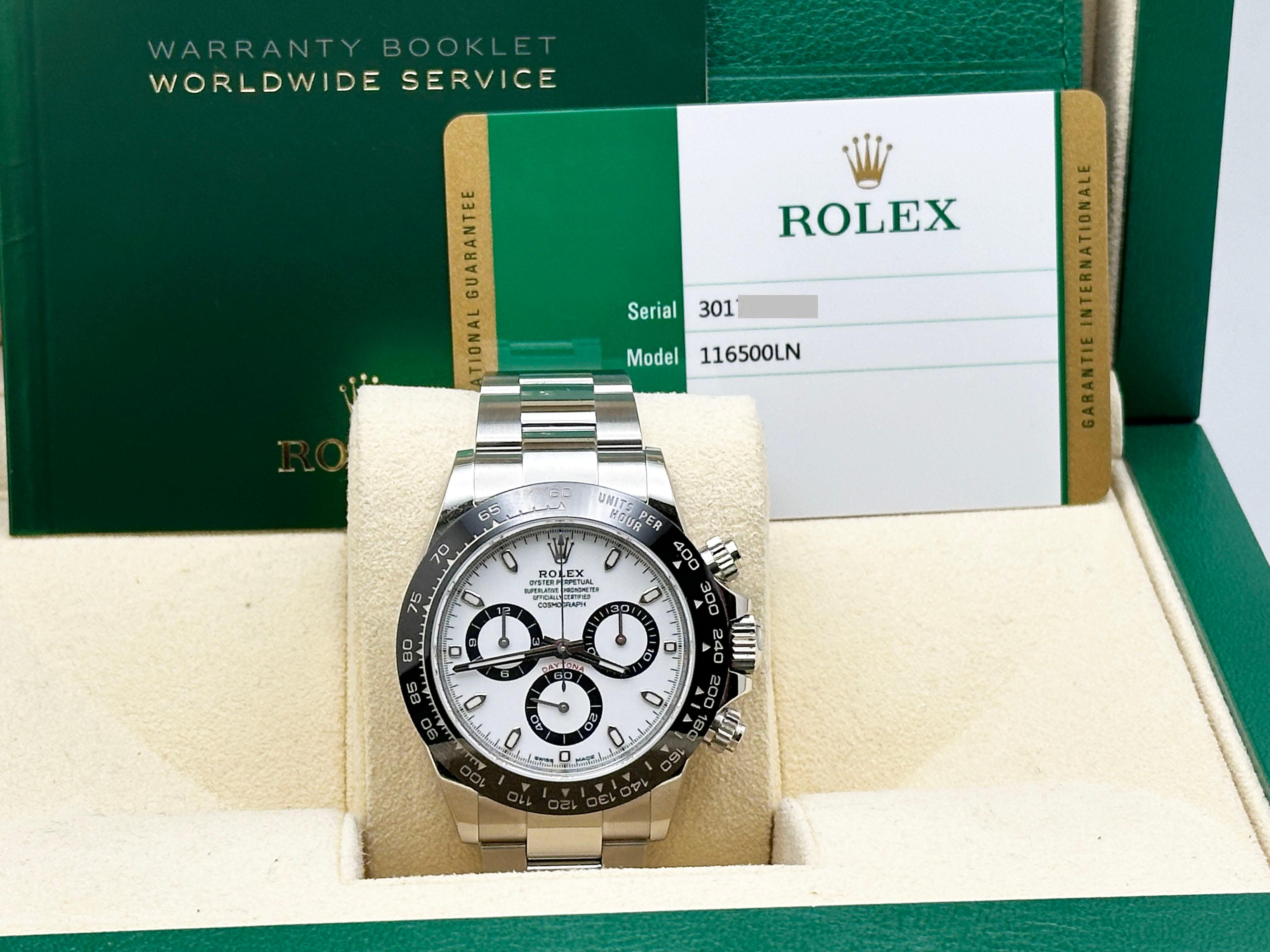 Rolex Daytona PANDA 116500LN Esfera blanca Bisel de cerámica negra Caja de acero Papel 40mm 2