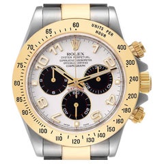 Rolex Daytona Panda Dial Steel Yellow Gold Mens Watch 116523 Box Card