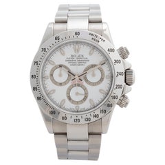 Rolex Daytona (precerámica) Ref 116520 Reloj de pulsera, esfera blanca, acero inoxidable.