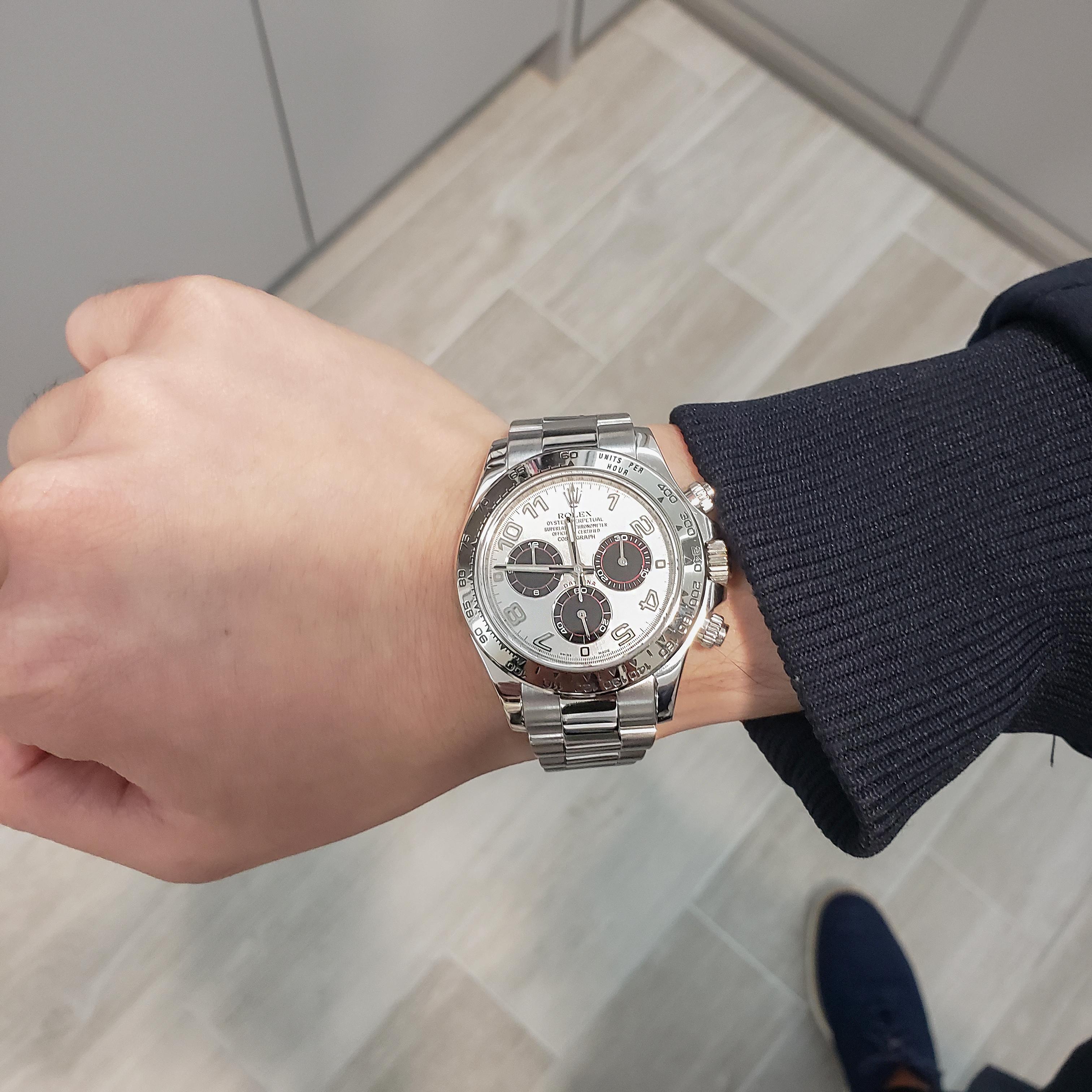 Rolex Daytona Ref 116509 Panda-Chronograph-Armbanduhr mit Zifferblatt aus Weißgold (Zeitgenössisch) im Angebot