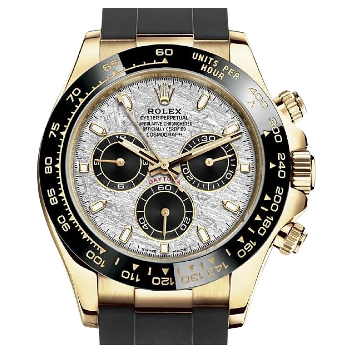 Rolex Daytona Ref. 116518LN Yellow Gold 'Meteorite Dial' Watch Rubber Strap For Sale at 1stDibs | yellow daytona meteorite rolex daytona meteorite dial, daytona gold