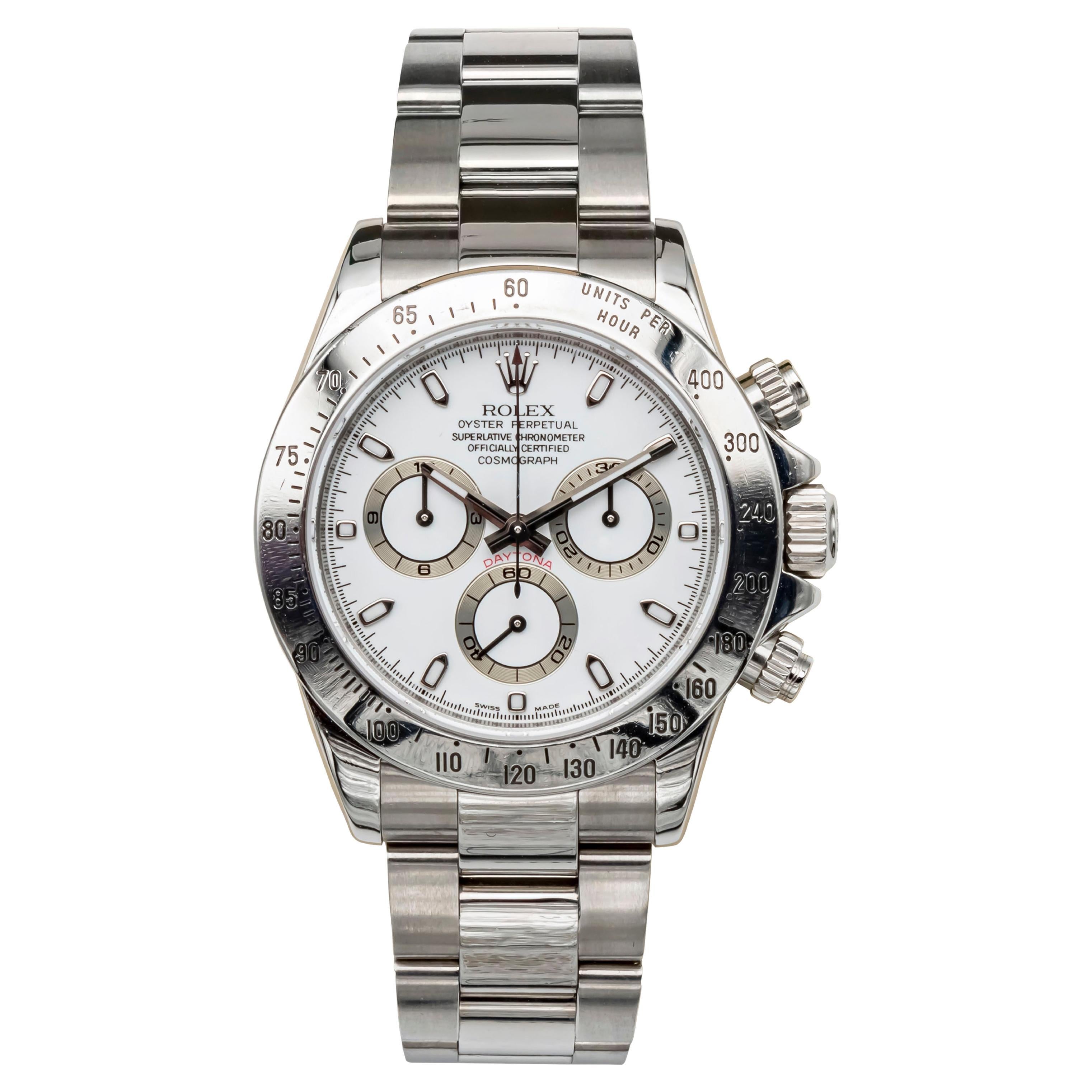 Rolex Daytona Ref-116520 Iconic White Dial Stainless Steel Cosmograph Wristwatch