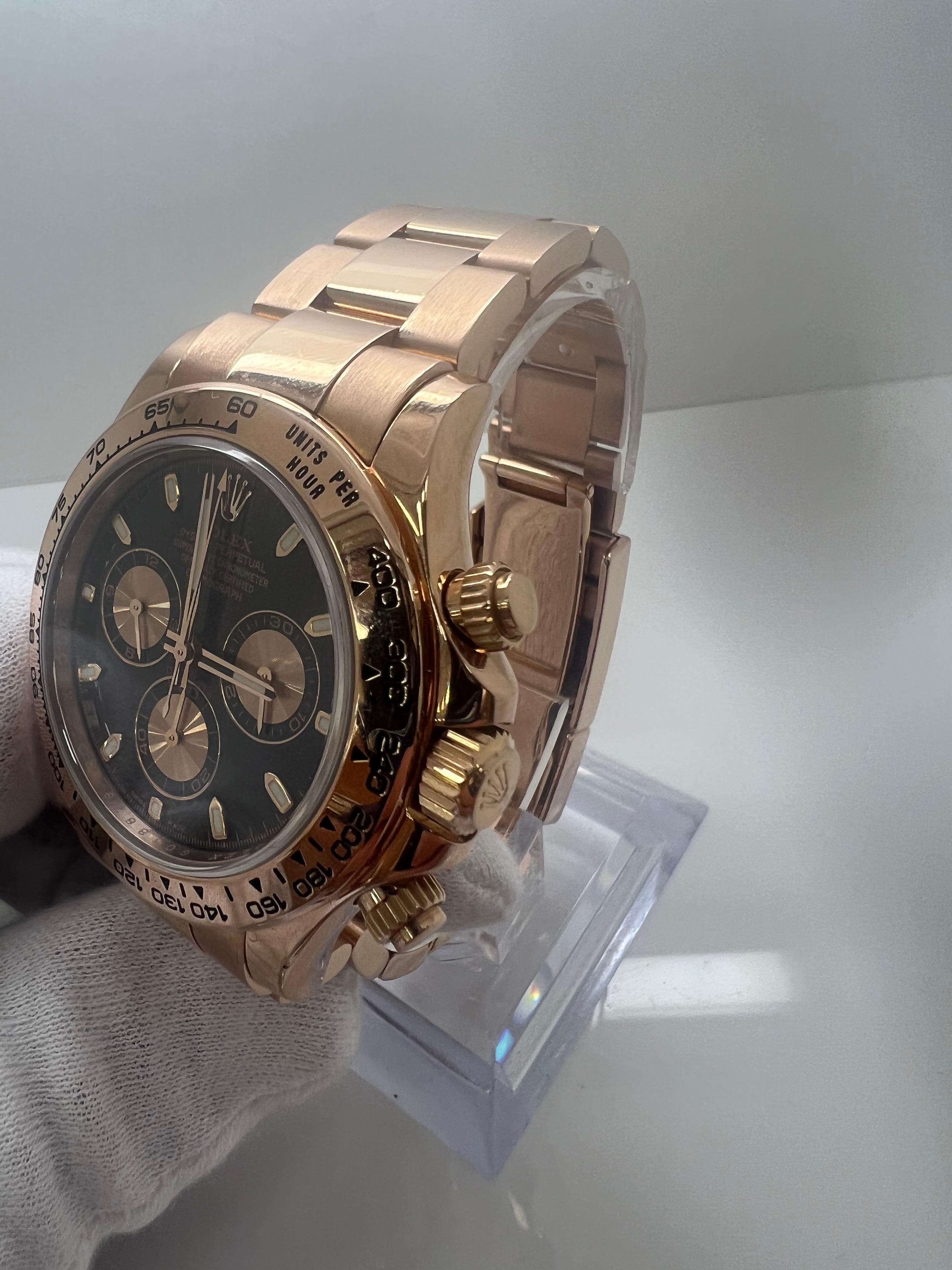 Rolex Daytona Rose Gold Black Dial Complete Set Mens Watch

Excellent condition

all original parts

circa 2010

comes with original box papers tag

bank wire only shop with confidence 