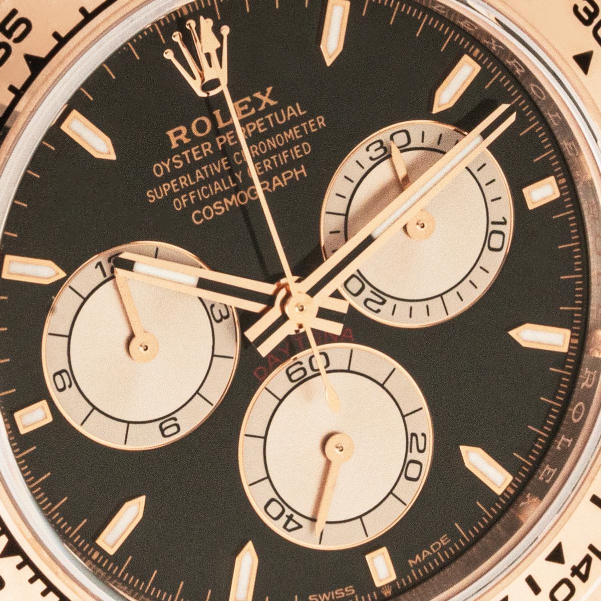 Rolex Daytona Rose Gold Bright Black Dial Unworn 126505 Pour hommes en vente