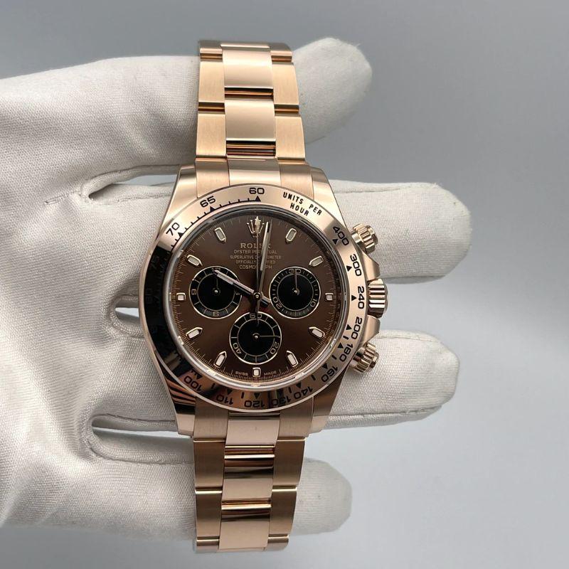 Rolex Montre Daytona en or rose et cadran brun chocolat 116505 '2021' Neuf à New York, NY