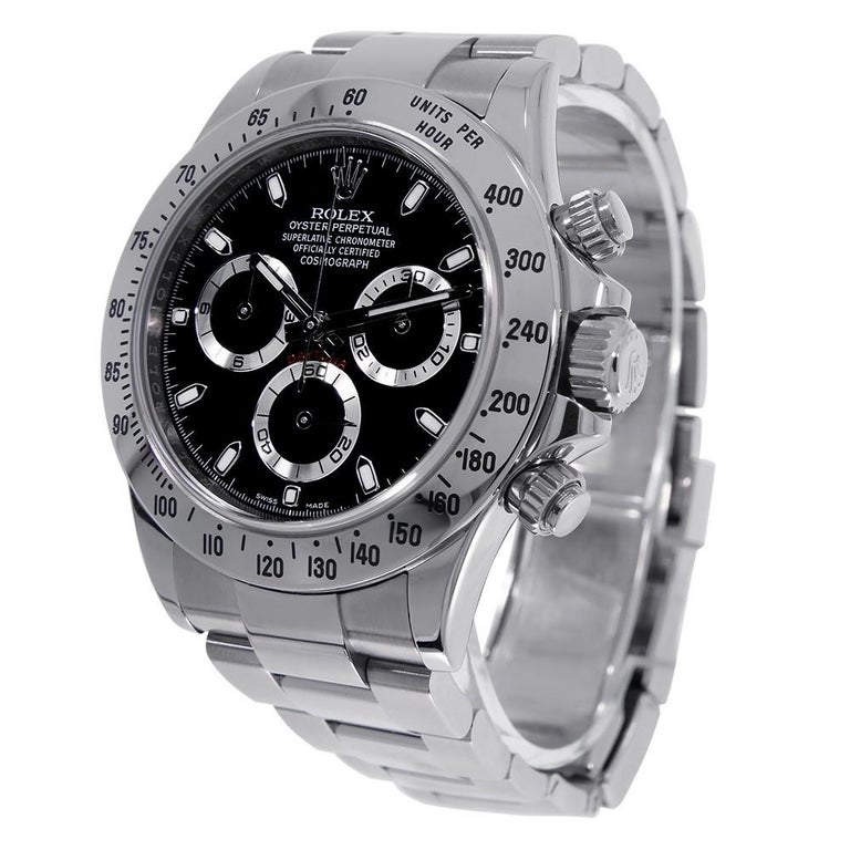 Rolex Daytona Stainless Steel Black Dial Watch 116520 For Sale at 1stdibs How Much Is A Rolex Daytona Stainless Steel