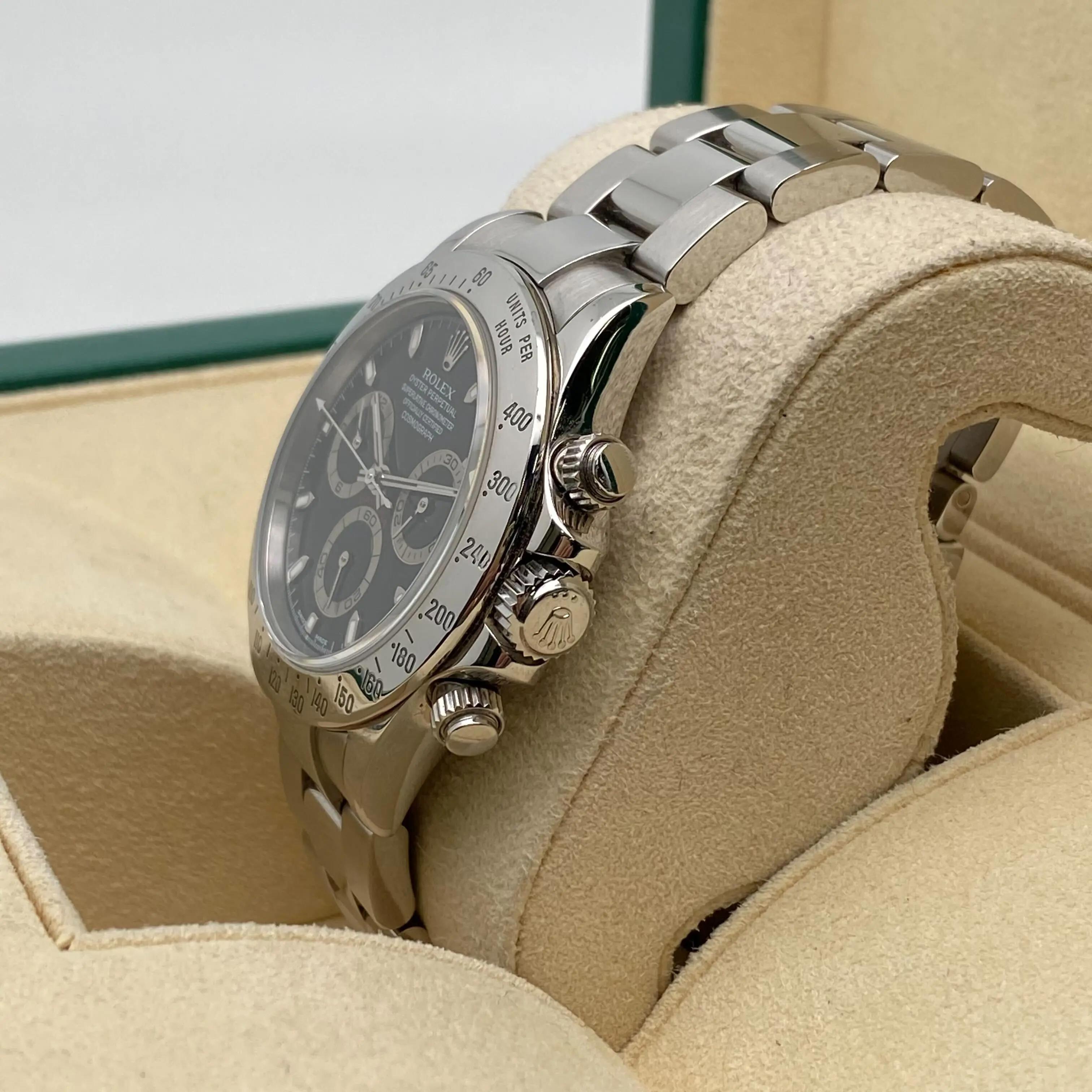 Rolex Daytona Acier inoxydable Cadran index noir Montre Hommes Automatique 116520 Bon état à New York, NY