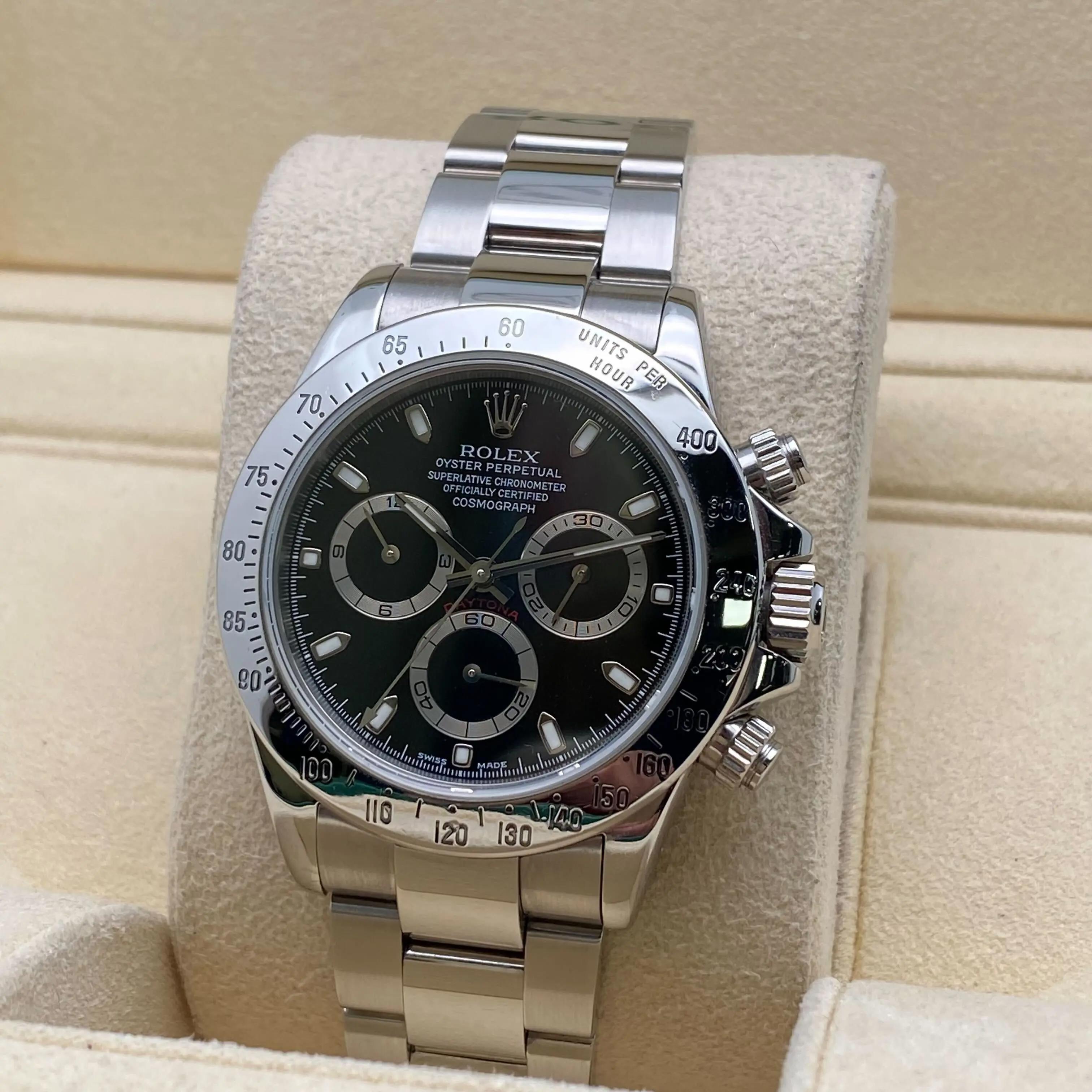 Rolex Daytona Acier inoxydable Cadran index noir Montre Hommes Automatique 116520 1