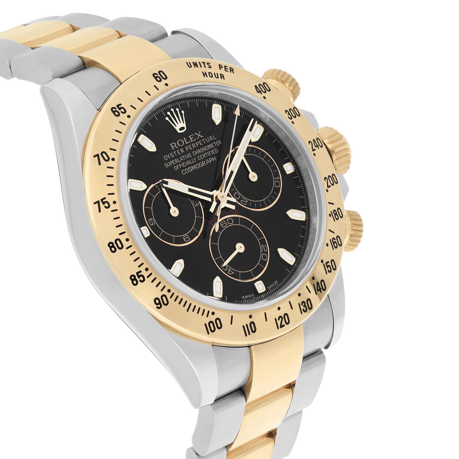 Men's Rolex Daytona Stainless Steel Yellow Gold Black Dial Mens Watch 116523 For Sale