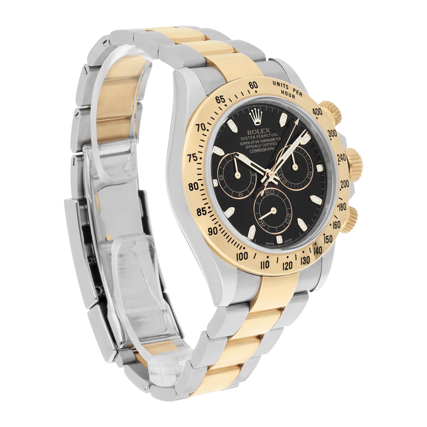 Rolex Daytona Stainless Steel Yellow Gold Black Dial Mens Watch 116523 For Sale 1
