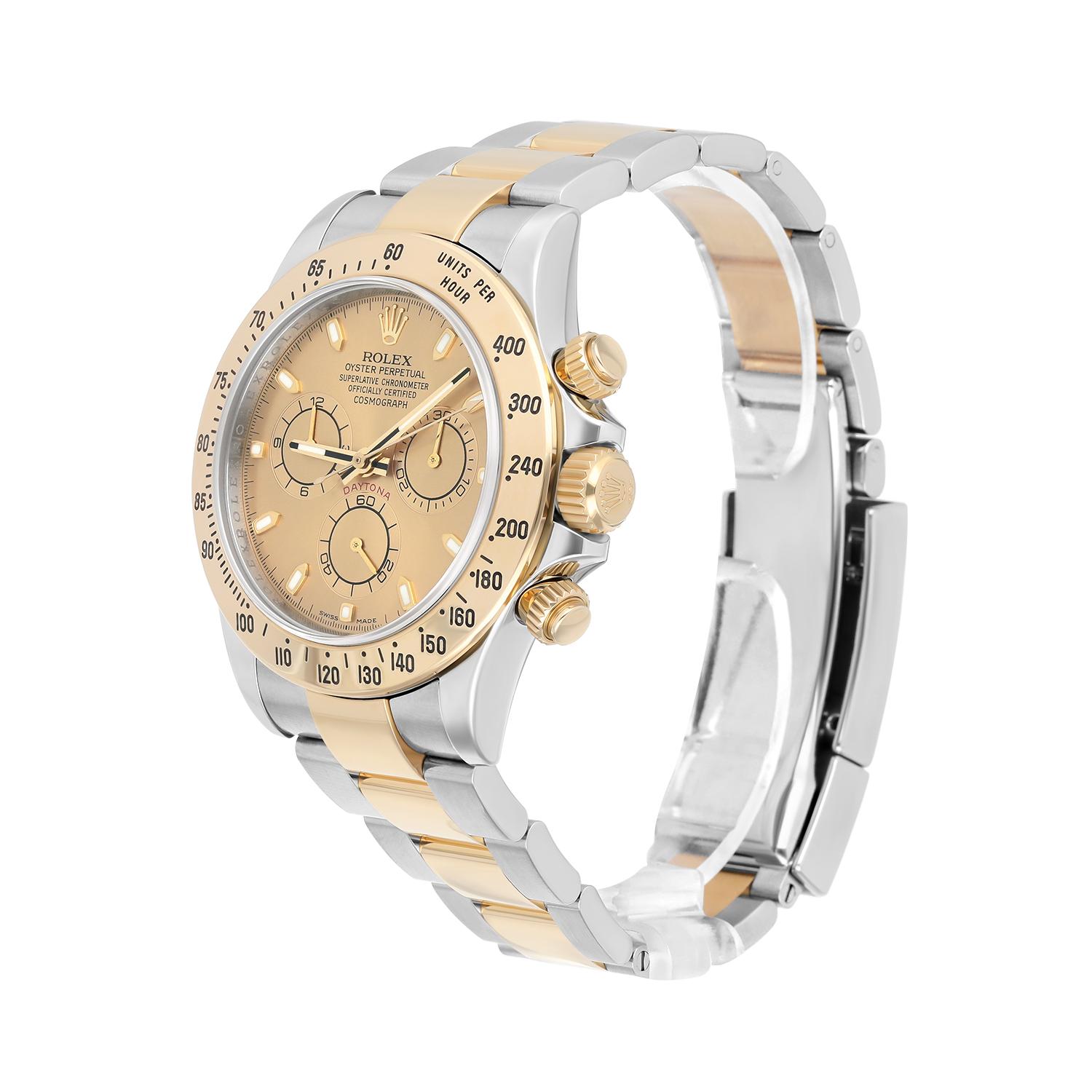 Men's Rolex Daytona Stainless Steel Yellow Gold Champagne Dial Mens Watch 116523 For Sale