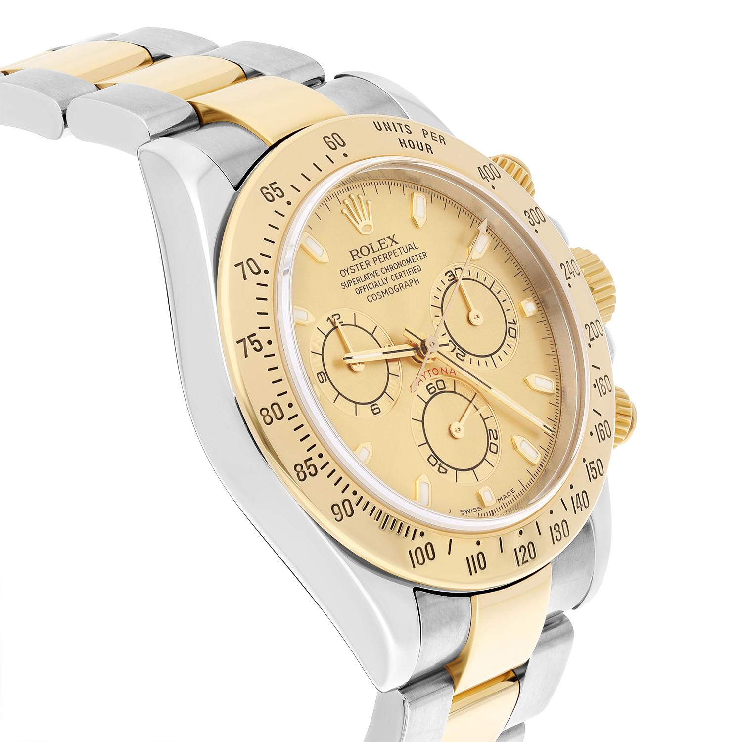 Rolex Daytona Stainless Steel & Yellow Gold Champagne Dial Mens Watch 116523 1