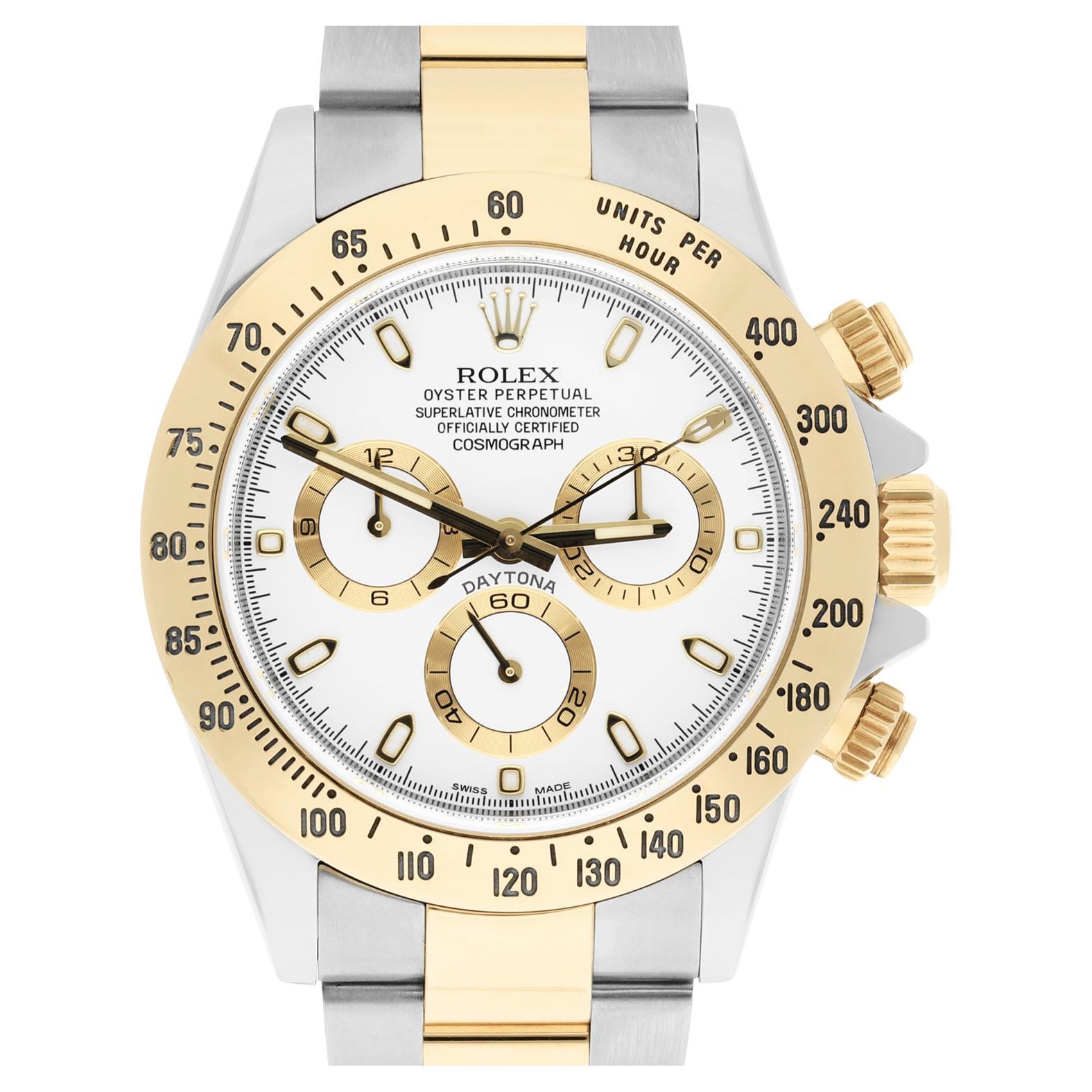 Rolex Daytona Stainless Steel Yellow Gold White Dial Mens Watch 116523 Complete