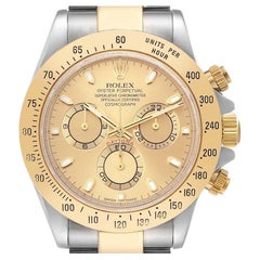 Rolex Daytona Steel 18K Yellow Gold Champagne Dial Mens Watch 116523 Box Papers
