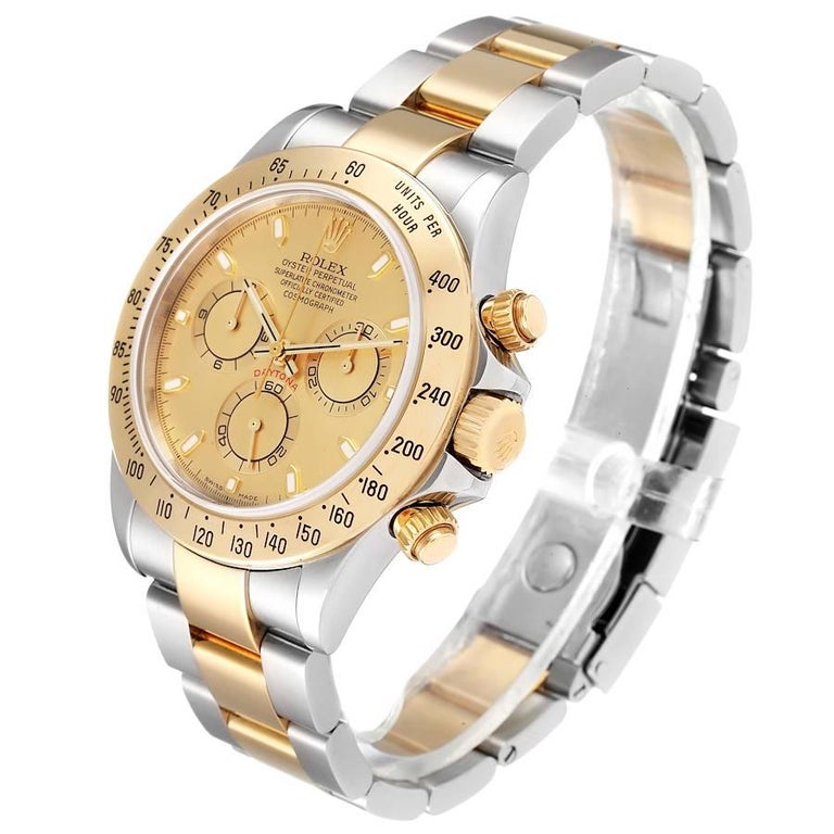 Men's Rolex Daytona Steel 18K Yellow Gold Champagne Dial Mens Watch 116523 For Sale