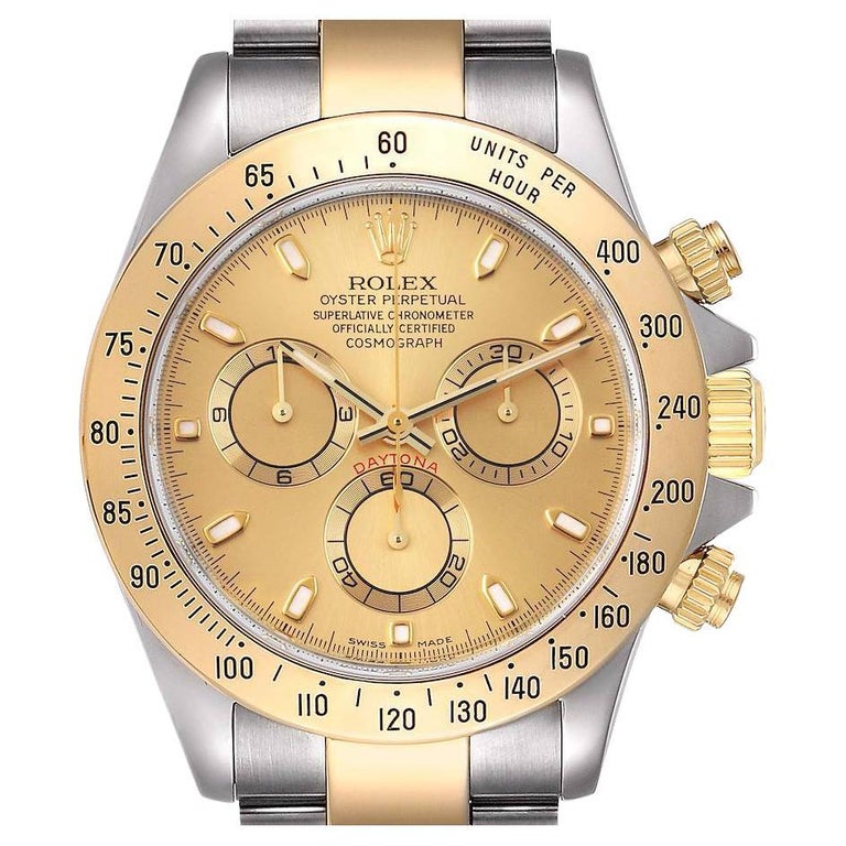 Rolex Daytona Steel 18K Yellow Gold Champagne Dial Mens Watch 116523 For Sale