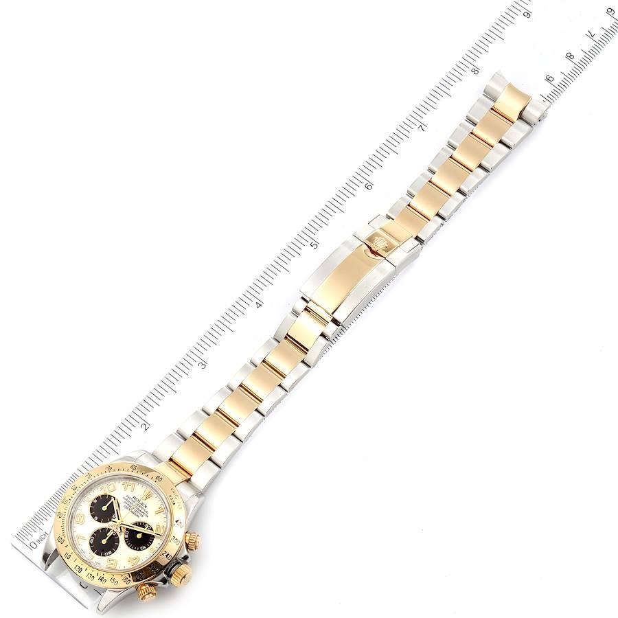 Rolex Daytona Stahl 18k Gelbgold Panda Zifferblatt Herrenuhr 116523 im Angebot 7