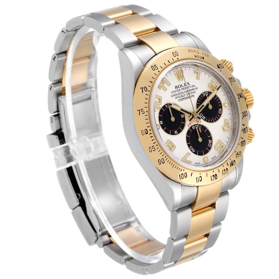 Rolex Daytona Stahl 18k Gelbgold Panda Zifferblatt Herrenuhr 116523 im Zustand „Gut“ im Angebot in Atlanta, GA