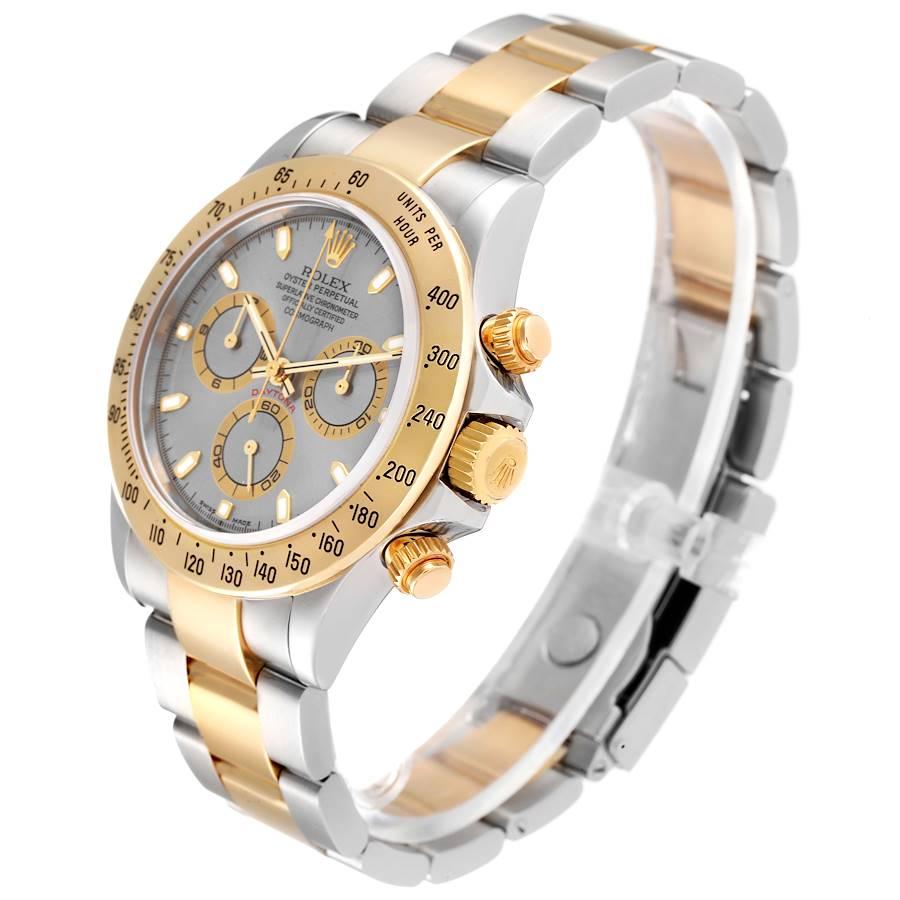 Rolex Daytona Stahl 18k Gelbgold Schiefer Zifferblatt Herrenuhr 116523 Box Papiere im Angebot 1