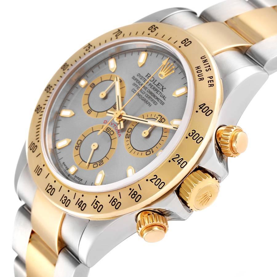 Rolex Daytona Stahl 18k Gelbgold Schiefer Zifferblatt Herrenuhr 116523 Box Papiere im Angebot 2